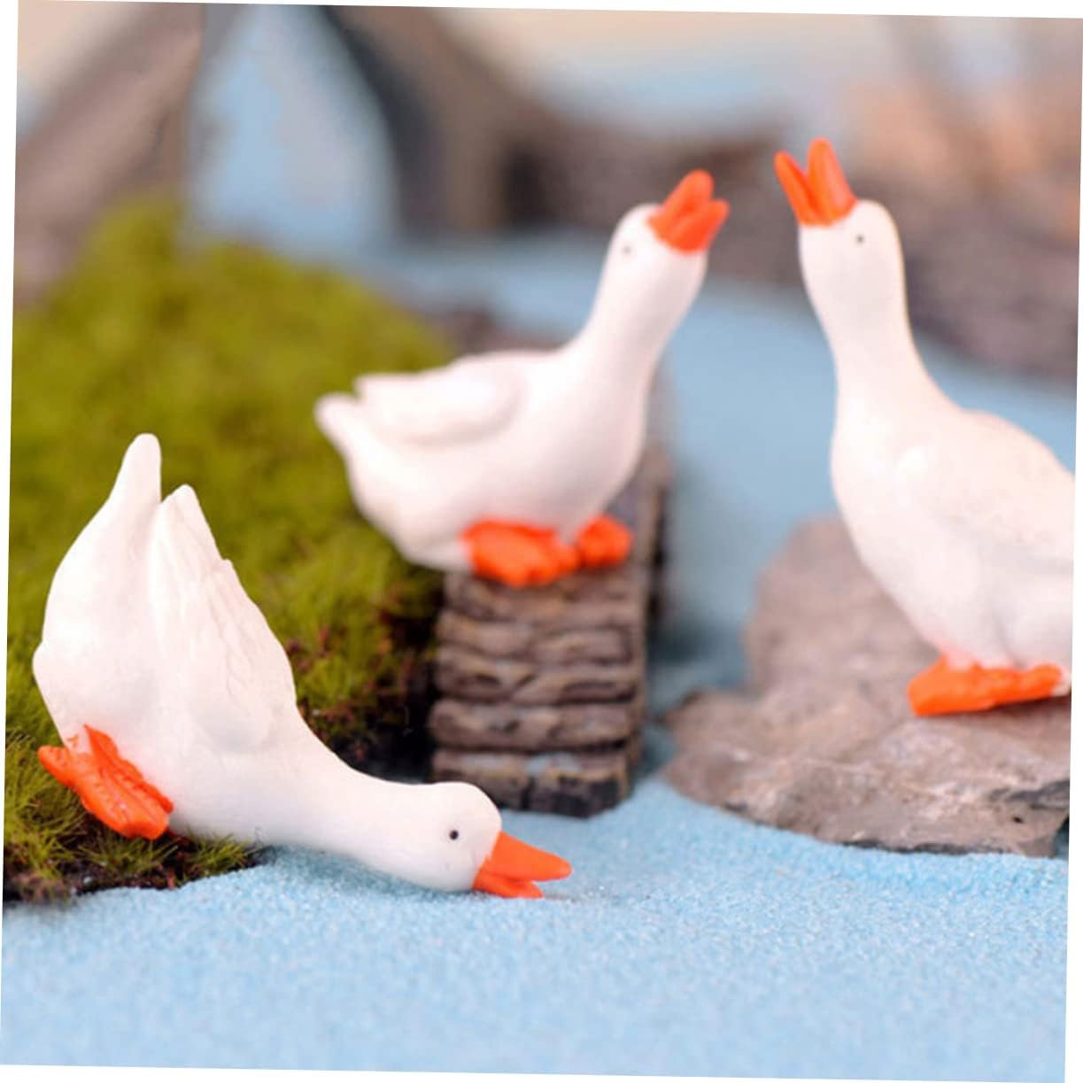12pcs Resin White Goose Miniature Figurines - Small Animal Decor for DIY Crafts, Home Decoration, Fairy Gardens & Aquarium Accessories | Cute Resin Animal Ornaments for Tabletop Displays & Party Favors