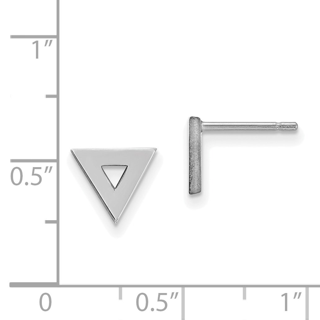 14K White Gold Open Triangle Post Earrings for Women - 8mm Minimalist Dainty Stud Earrings for Everyday Wear, Gift & Special Occasions