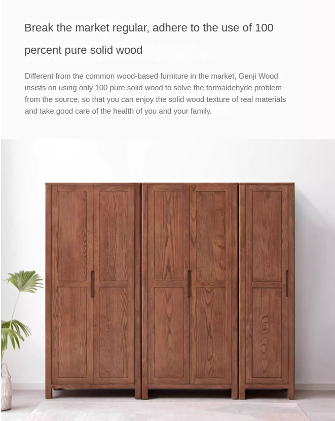 Solid Oak Wood Wardrobe in Walnut Finish - Stylish and Durable Closet Storage for Bedroom, Living Room, or Walk-in Closet