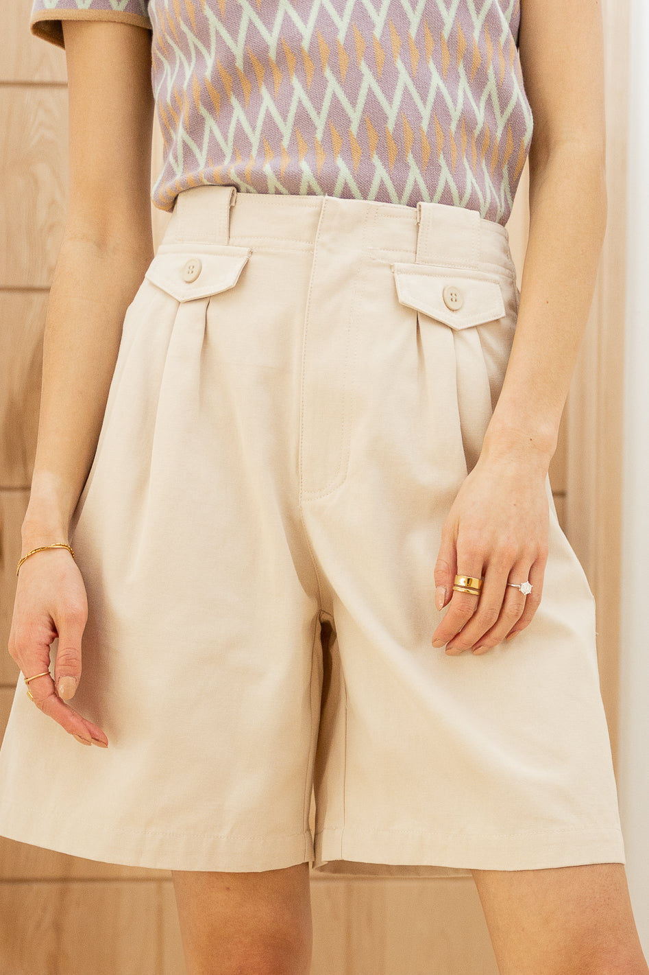 Amelia Bermuda Khaki Shorts for Women - Comfortable Casual Summer Wear for Beach, Travel & Outdoor Activities