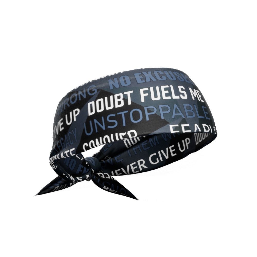 Dark Motivational Tie Headband for Workouts & Running - Sweat-Wicking Fitness Headband for Women & Men - Gym, Yoga, Sports Accessory