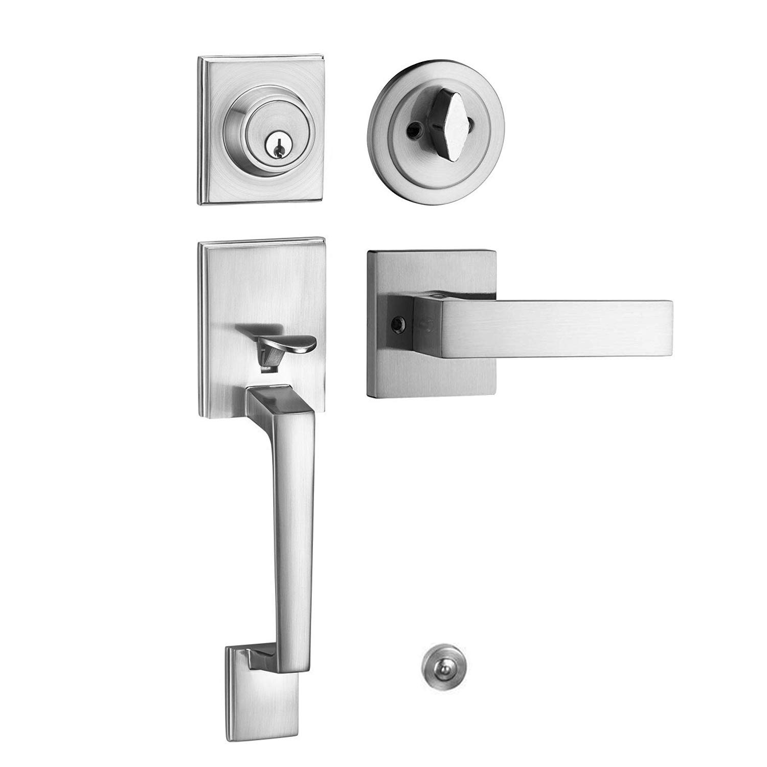 Heavy Duty Door Handleset with Deadbolt - Satin Nickel for Home Security