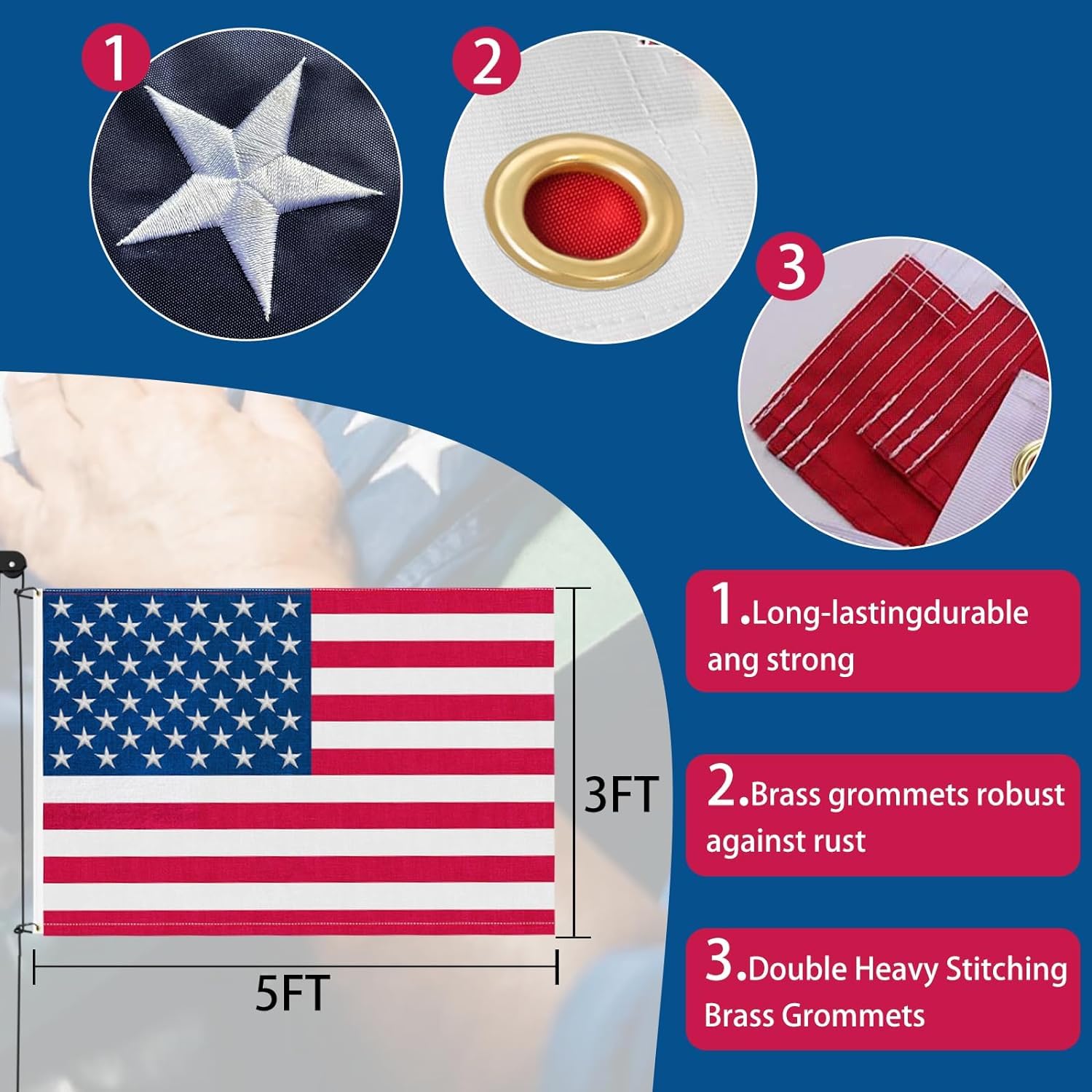 16 FT Heavy Duty Aluminum Flag Pole Kit - Extra Thick In-Ground Outdoor Flagpole for House, Garden & Commercial Use | Weather-Resistant for All Seasons