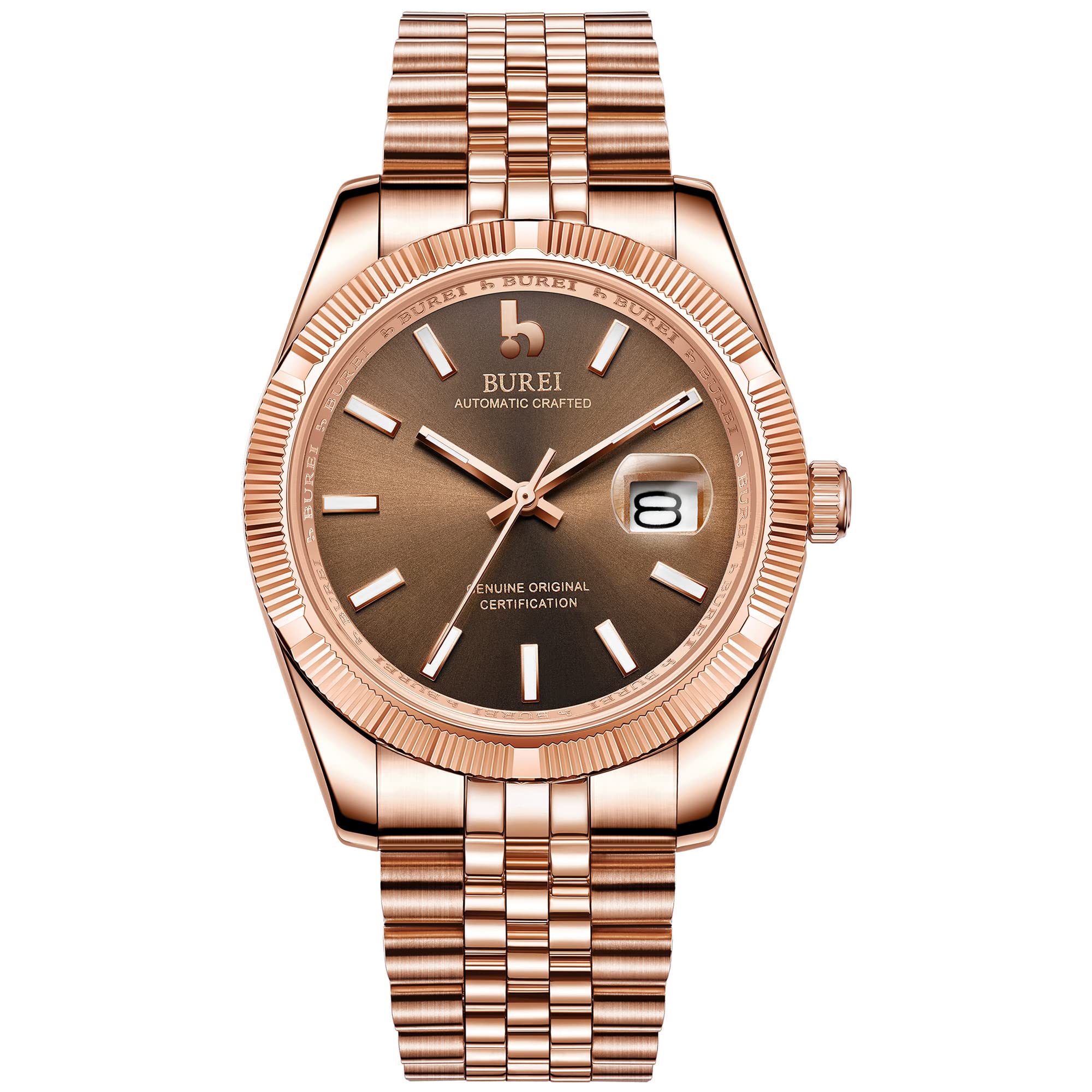 BUREI Men's Luxury Stainless Steel Waterproof Watch with Date Display & Sapphire Crystal - Classic Analog Dress Watch for Business, Formal Occasions & Everyday Wear