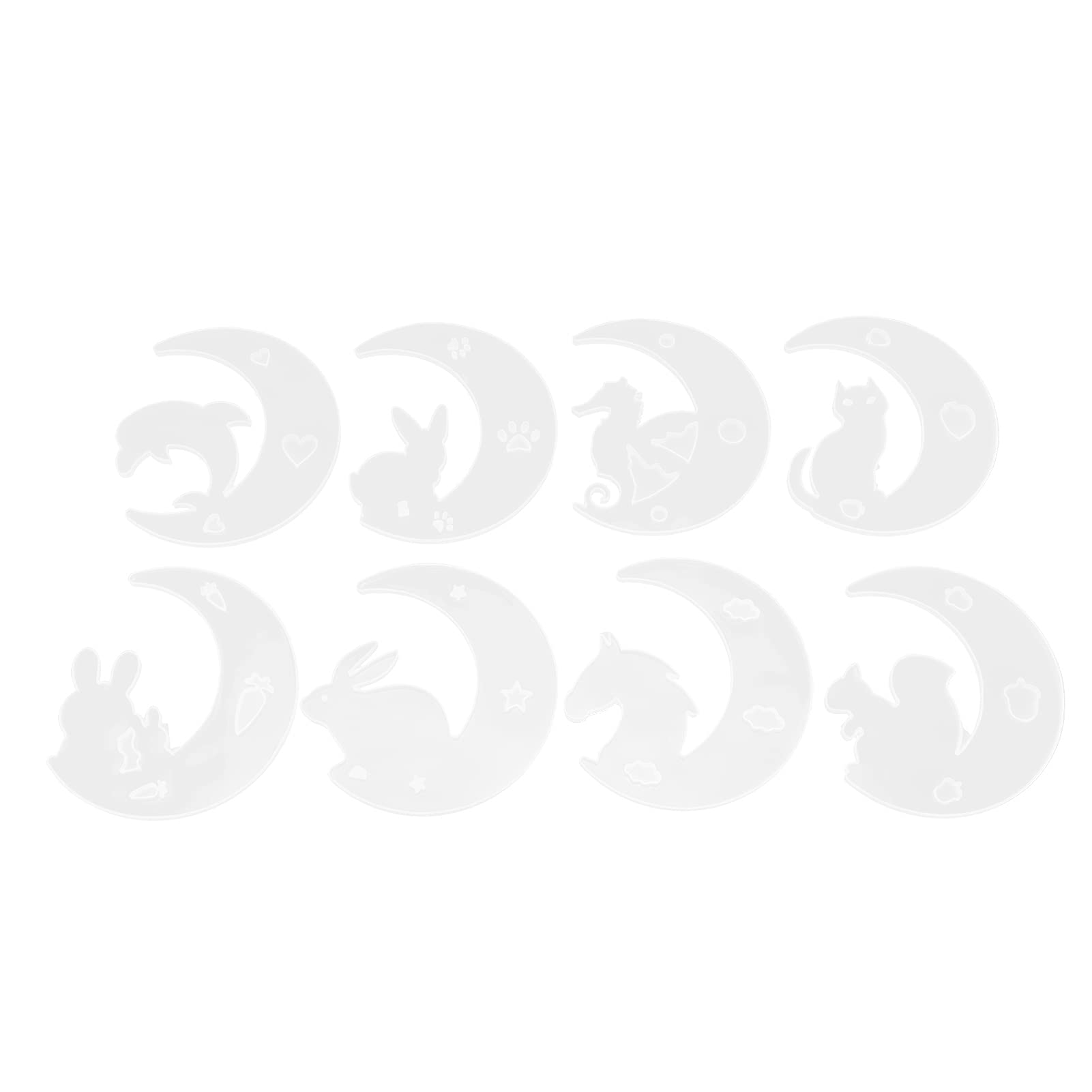 GLOGLOW 8Pcs Moon Resin Molds Set - Silicone Epoxy Molds for DIY Crafts (Moon Fawn, Cat, Rabbit, Dolphin) - Perfect for Resin Jewelry, Home Decor & Gift Making