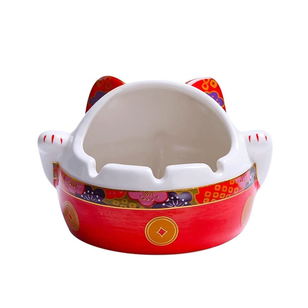 Lucky Cat Ashtray - Modern Multifunctional Indoor/Outdoor Cigarette Ashtray with Anti-Fly Ash Design for Home, Office, Smoking Room, and Patio Use - Stylish Desktop Ash Tray for Living Room, Balcony, and Workspace
