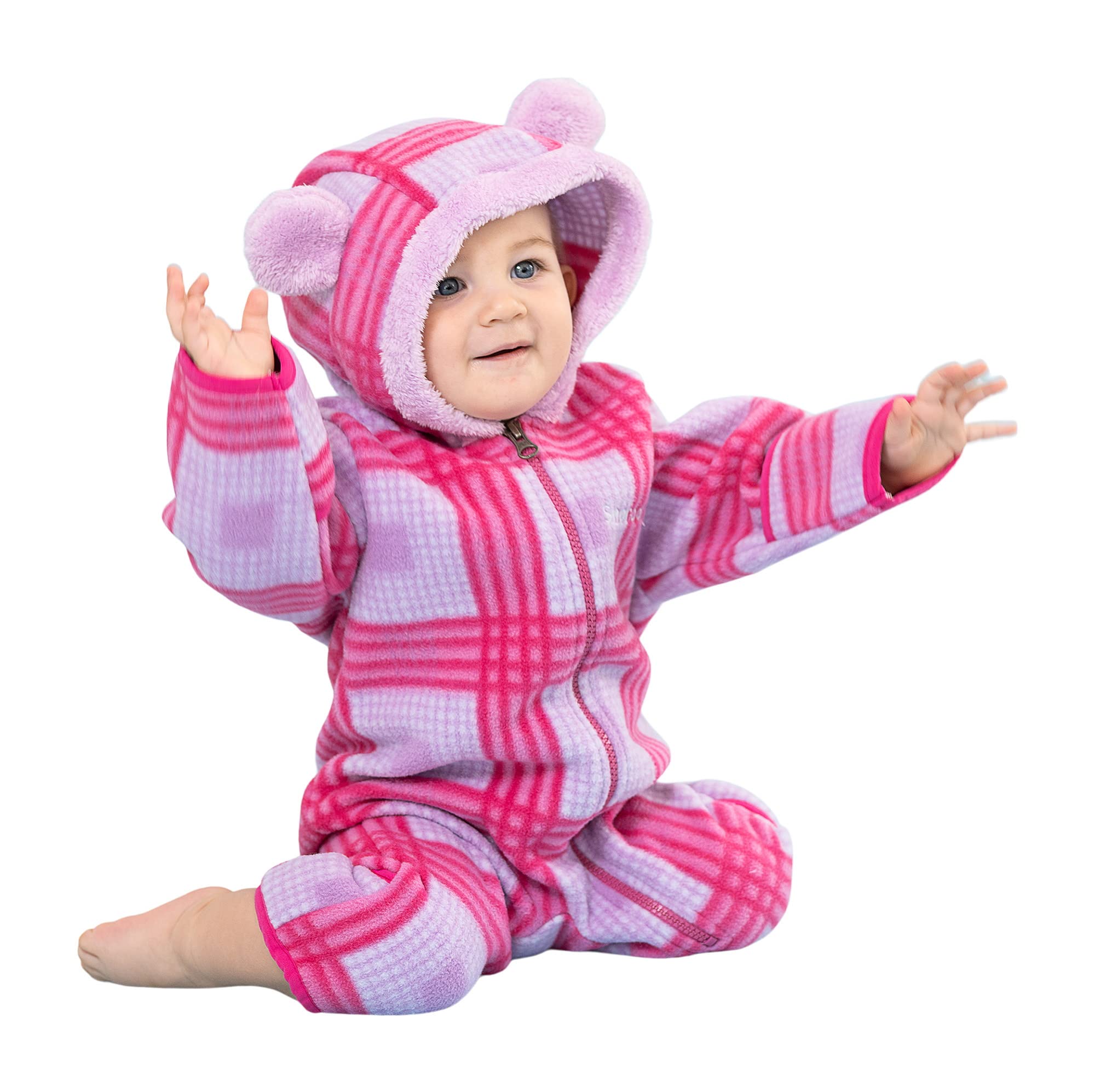 Soft Fleece Baby Jacket with Hood - Warm Winter Pram Suit with Fold-Over Mittens & Footies | Cozy Newborn Outerwear for Cold Weather | Perfect for Stroller Walks & Outdoor Adventures