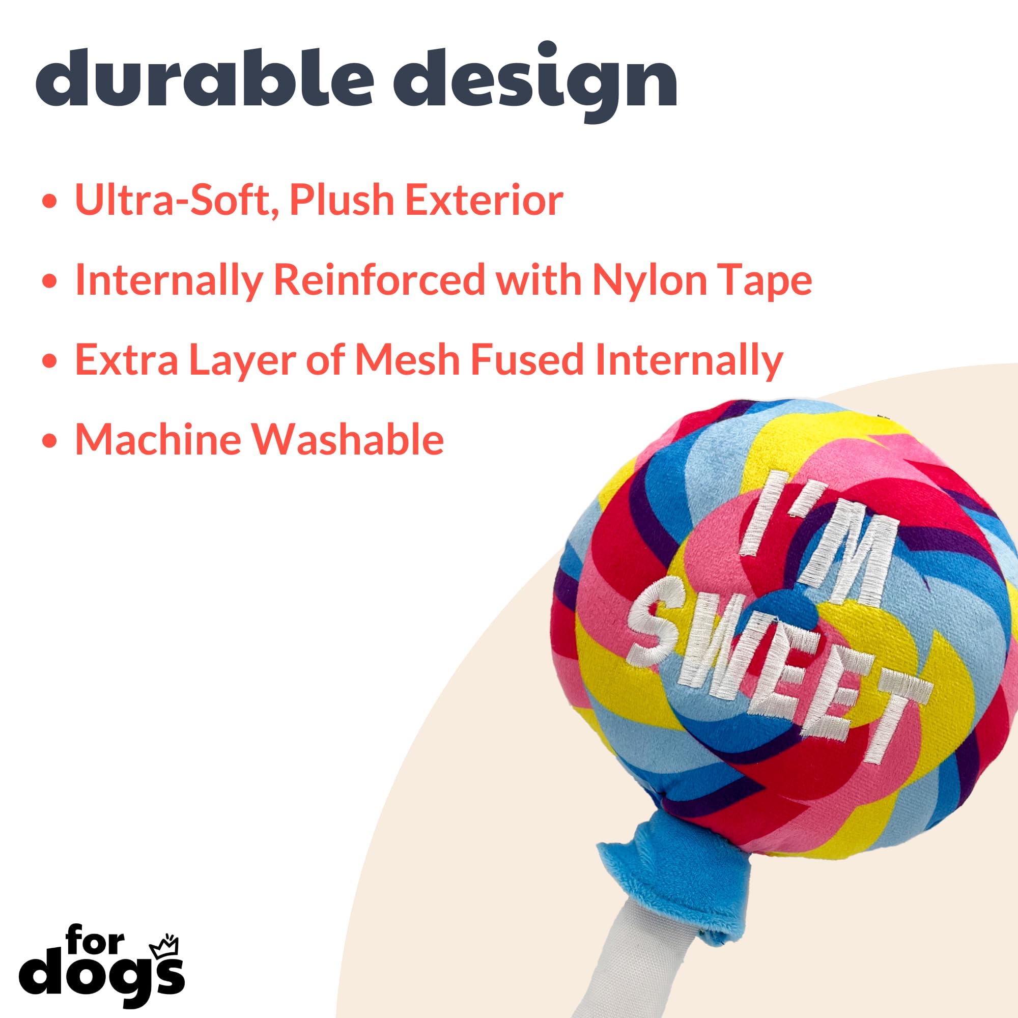 Huxley & Kent Squeaky Plush Dog Toy - Easter Spring Funny Lollipop Design for Small Dogs | Durable & Safe Chew Toy with Squeaker | Perfect Gift for Puppies | Indoor Playtime & Outdoor Fetch Fun