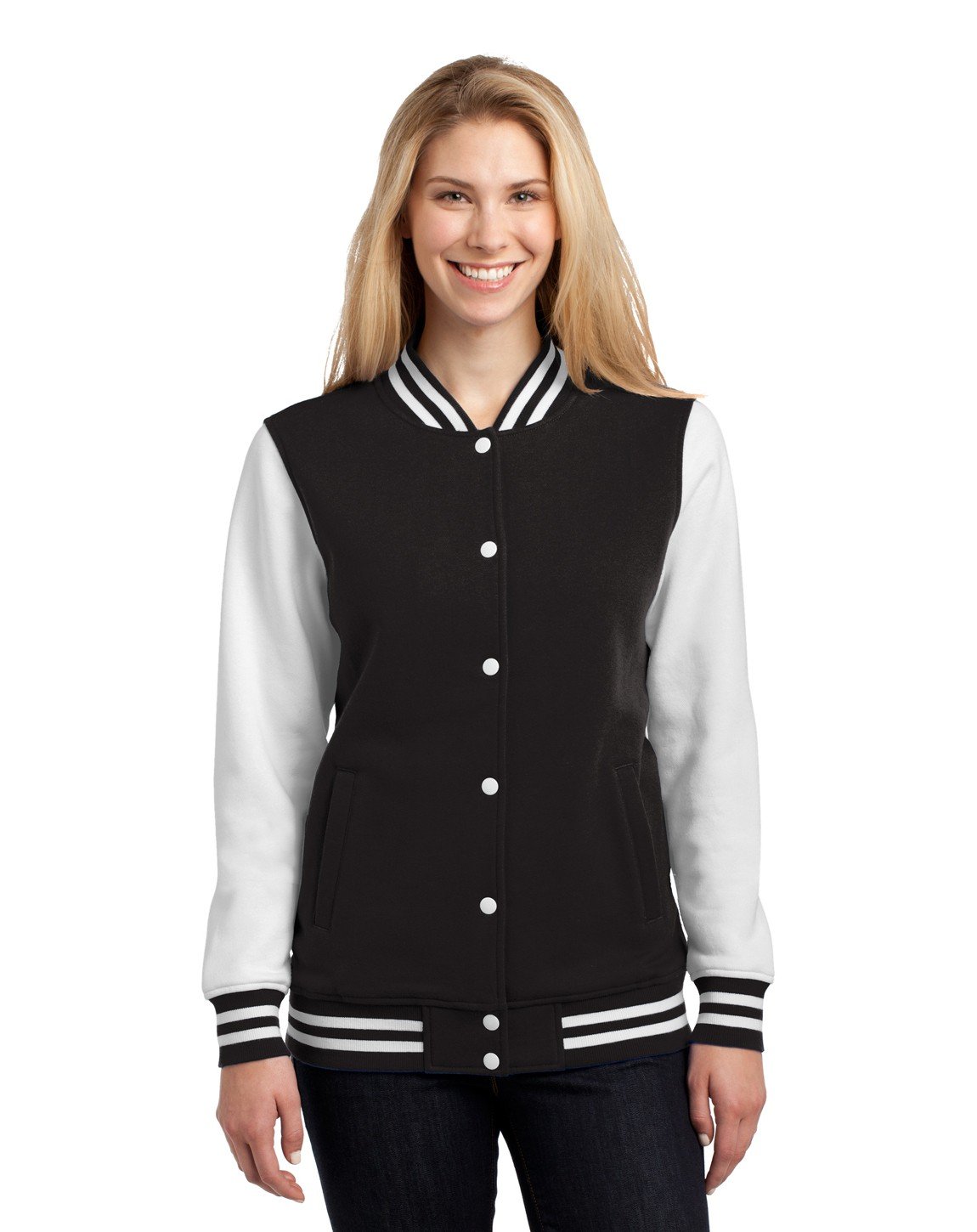 Sport Tek Women's Fleece Letterman Jacket - Soft & Comfortable Varsity Style Pullover for Casual Wear, Outdoor Activities & School Spirit