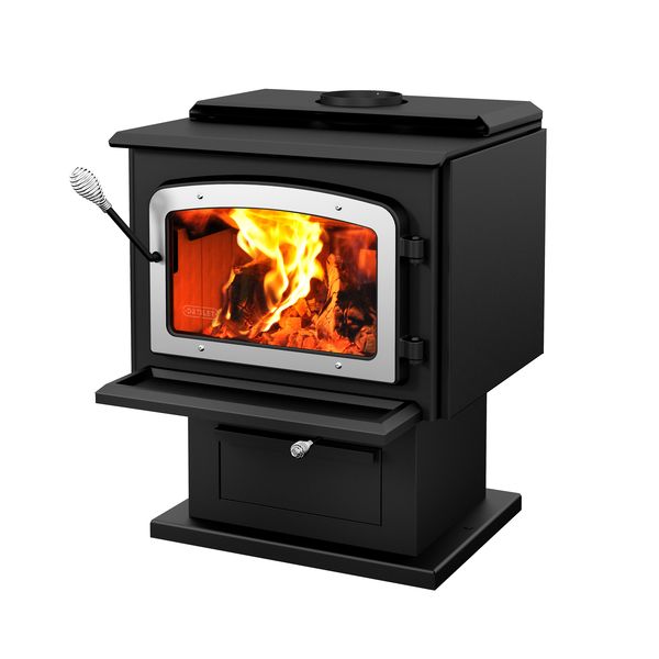 Drolet Escape 1800 EPA Certified Wood Burning Stove with Brushed Nickel Door - Efficient Heating for Cabins, Homes & Outdoor Living Spaces (Model DB03111)