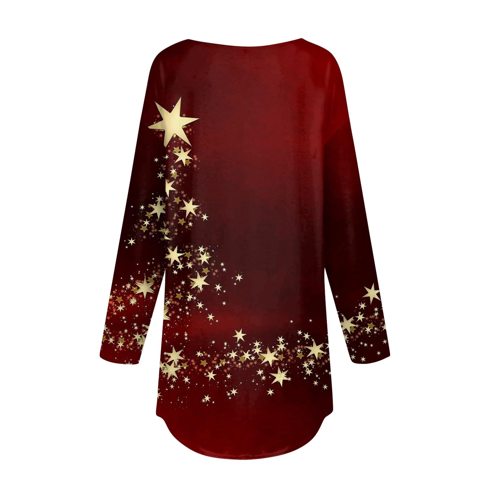 Women's Christmas Tops - Cute Round Neck Long Sleeve Tee Shirts & Lightweight Pullover Blouses for Holiday Parties & Family Gatherings