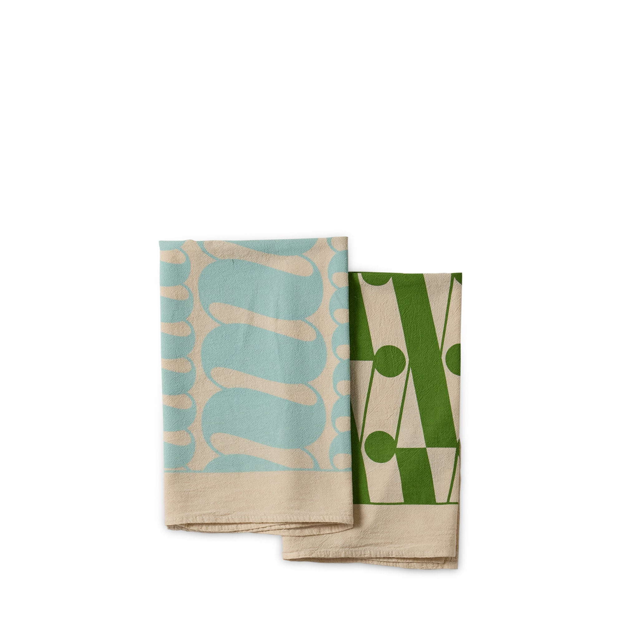 Premium Cotton Tea Towels Set of 2 - Nimbus & Grass Colors - Absorbent Kitchen Dish Towels for Drying Dishes, Cleaning Countertops & Decor
