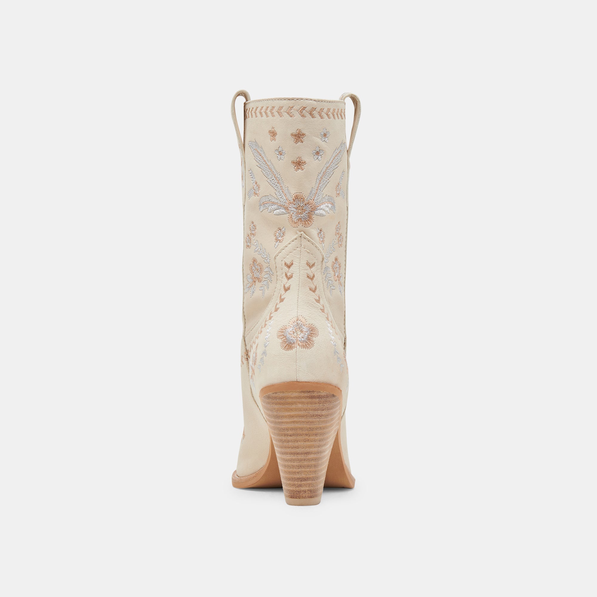 JESSEY Women's Floral Boots in Creme Nubuck Leather - Stylish Ankle Boots for Fall, Winter & Casual Outfits