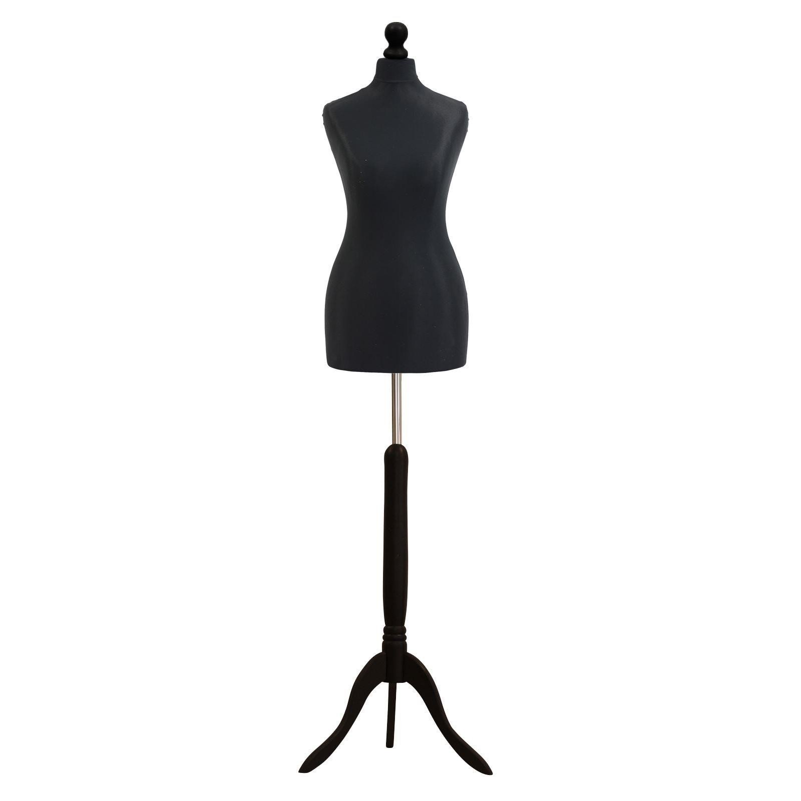 Professional Black Female Dress Form Mannequin with Wooden Tripod Base - Adjustable Size 40/42 (UK 12/14) for Fashion Designers, Tailors & Students - Perfect for Fitting, Sewing, Display & Fashion Design Classes