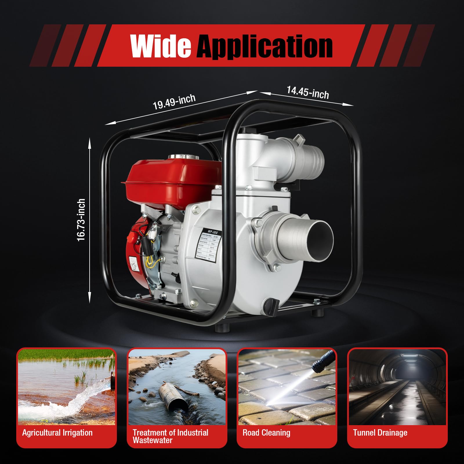 **DNYSYSJ 7.5 HP 210CC Gas Powered Water Pump – 3 Inch Portable Semi-Trash Pump for Irrigation, Pool, Landscaping & Gardening – Heavy Duty Commercial Grade Engine (Red) – Ideal for Farm, Construction & Emergency Water Transfer**