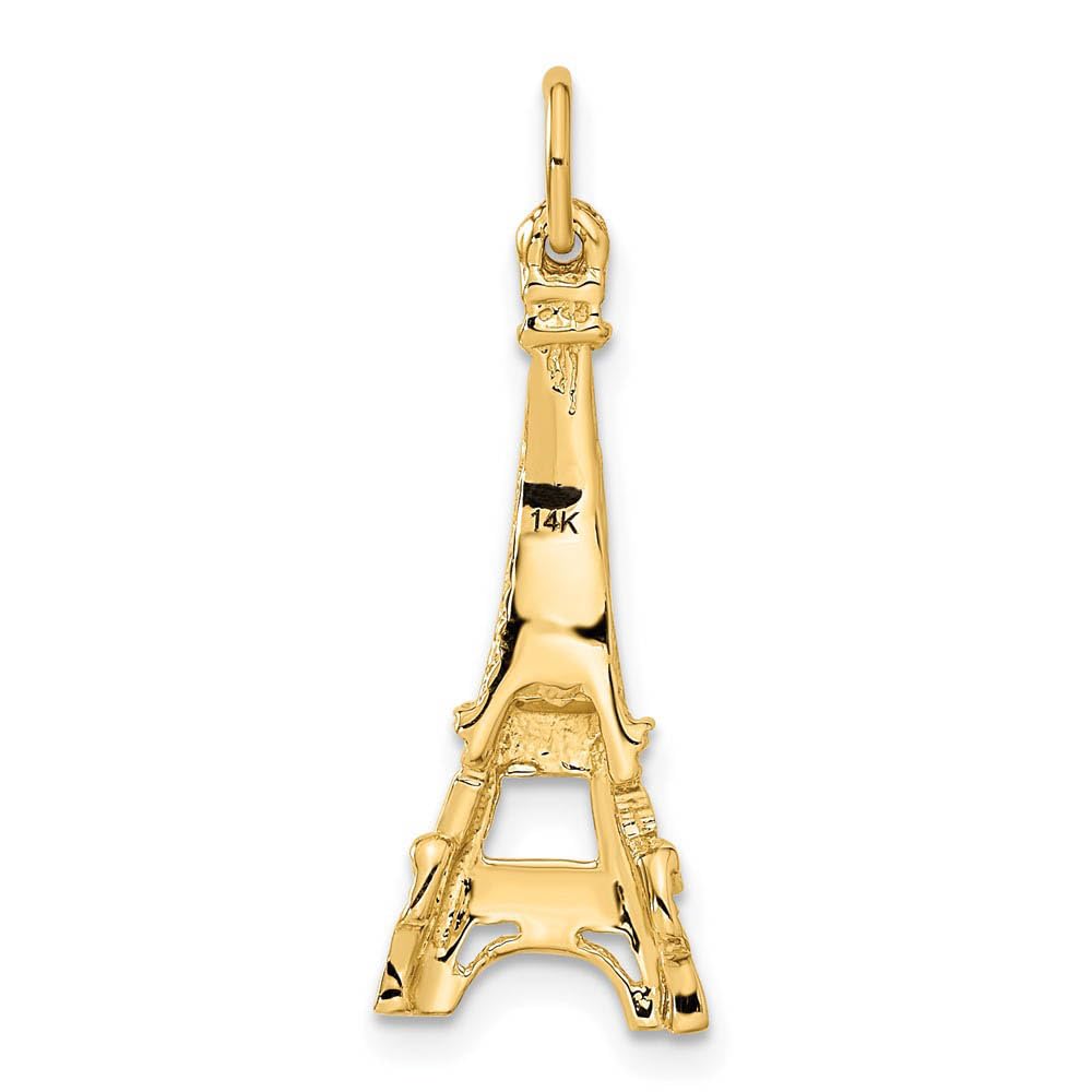 14k Yellow Gold Eiffel Tower Pendant Charm for Jewelry Making