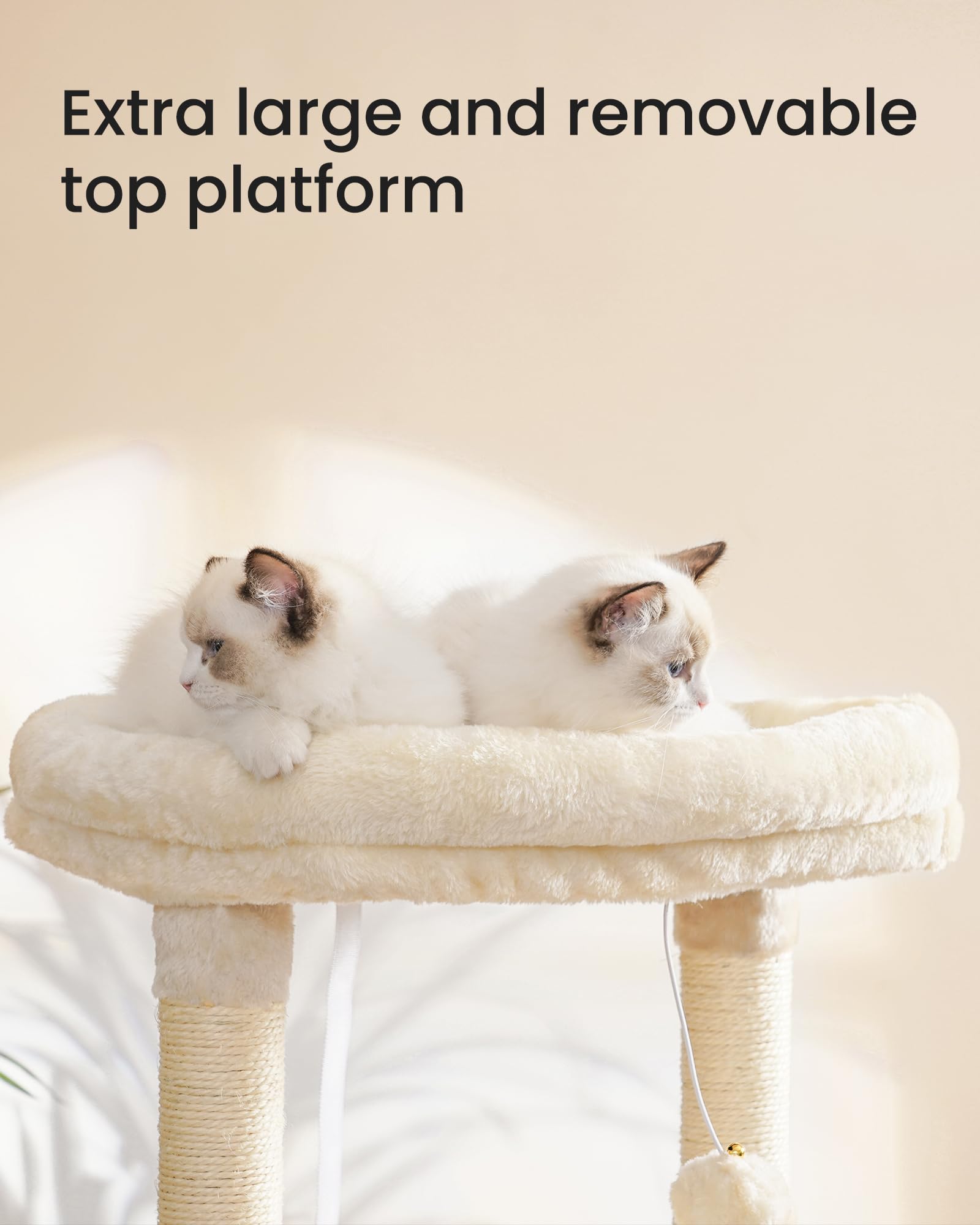 Hey-brother Large Cat Tree for Indoor Cats - Multi-Level Cat Tower with Cozy Condo, Plush Bed, Hammocks & Sisal Scratching Posts - Sturdy Cat Furniture for Play, Rest & Scratching (Beige, MPJ006-MM) - Perfect for Small Spaces, Apartments & Multi-Cat Homes