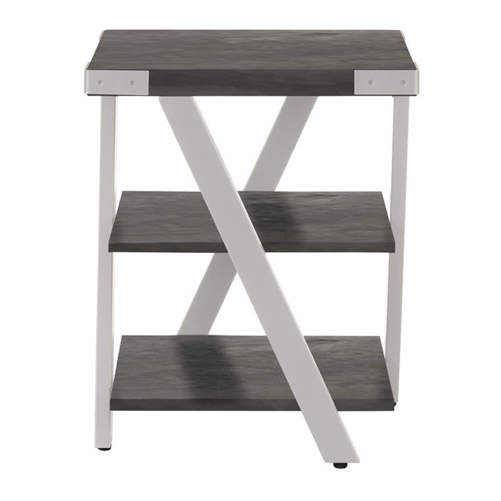 Mirella End Table in Stone Gray - Modern Nightstand for Bedroom, Living Room, or Office - Small Side Table with Sturdy Metal Frame & Sleek Design