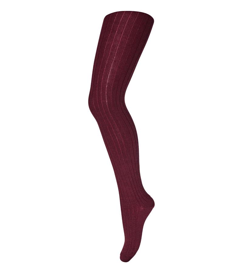 Wine Red Wool Rib Tights by mp Denmark - Warm Winter Leggings for Women, Comfortable Knitted Tights for Cold Weather, Office Wear & Casual Outfits