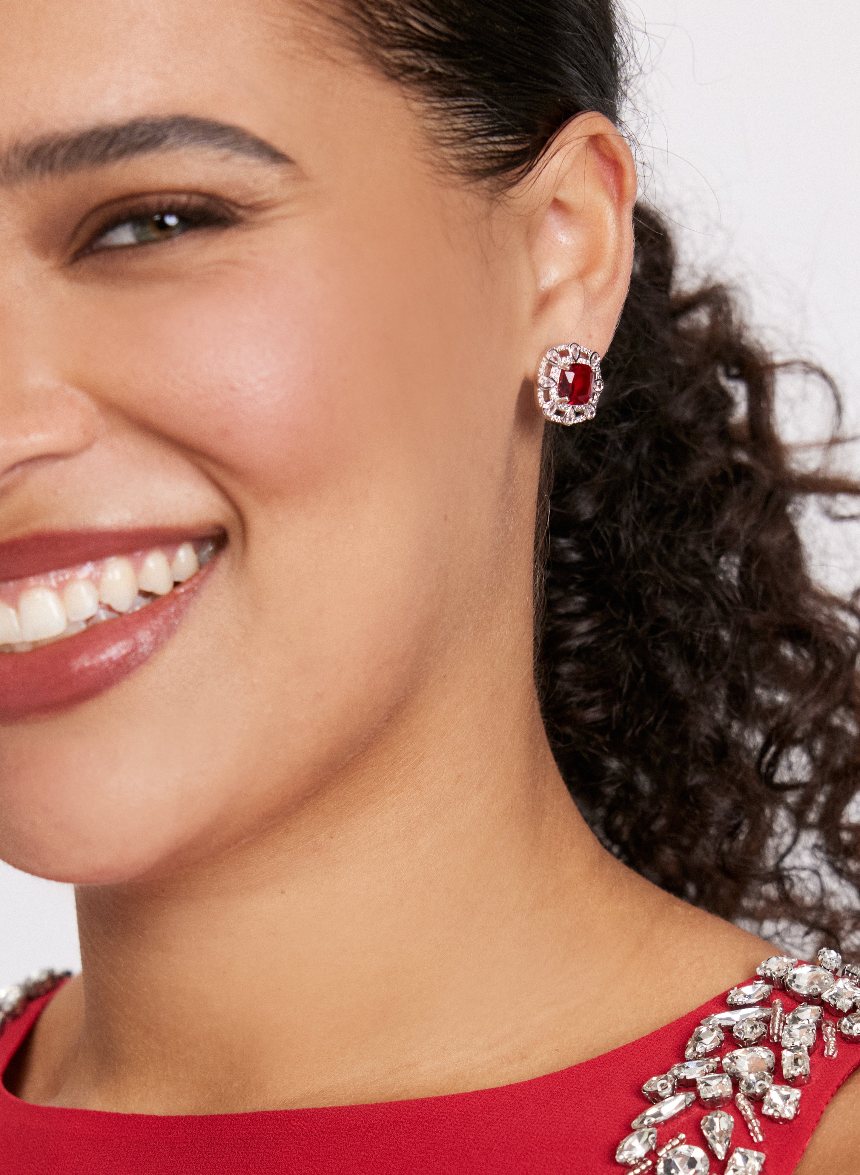 Elegant Cubic Zirconia Faceted Stone Earrings for Women | Hypoallergenic Fashion Jewelry | Perfect for Parties, Weddings & Evening Events