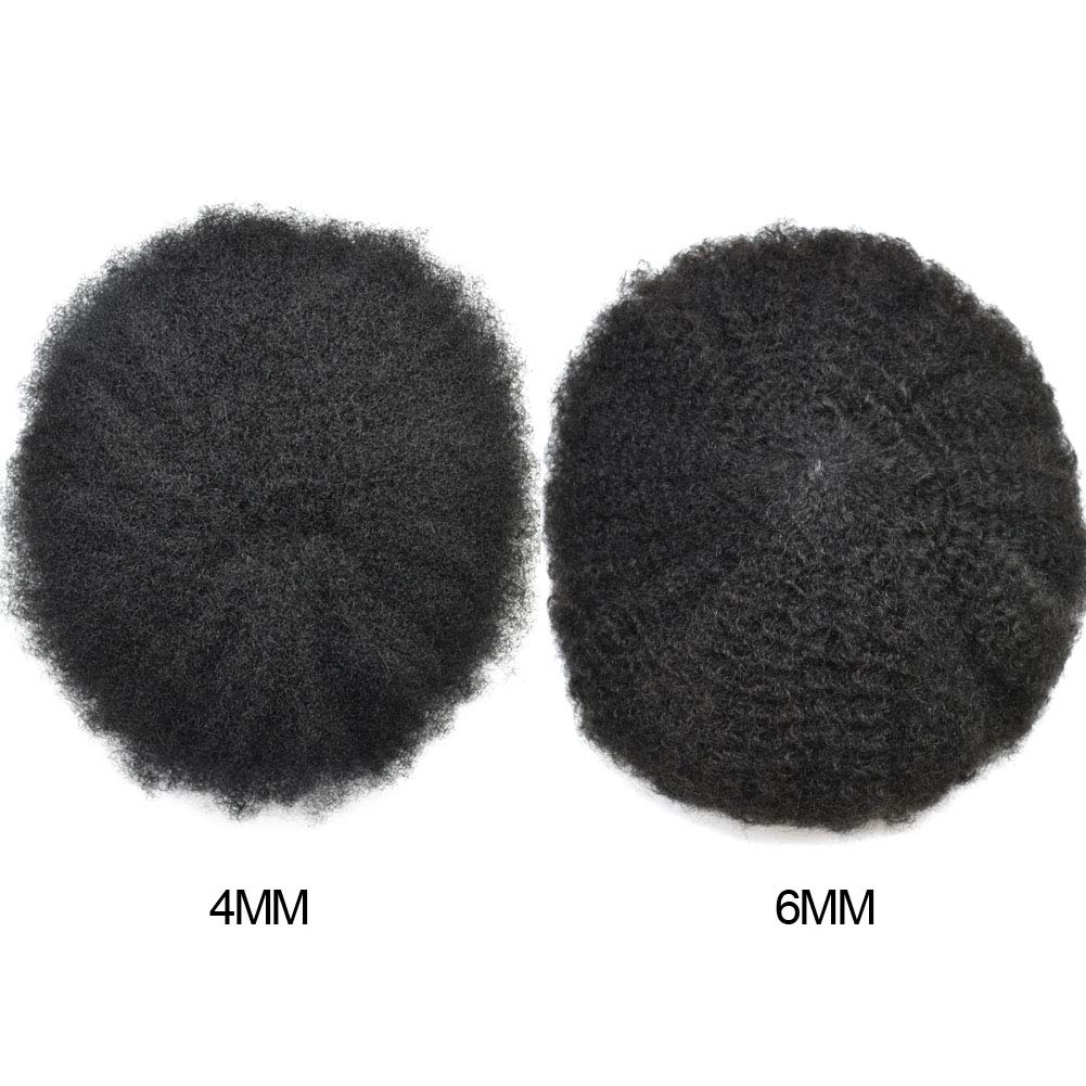 Afro Toupee for Black Men - Kinky Curly Human Hair Toupee with French Lace Base - 8