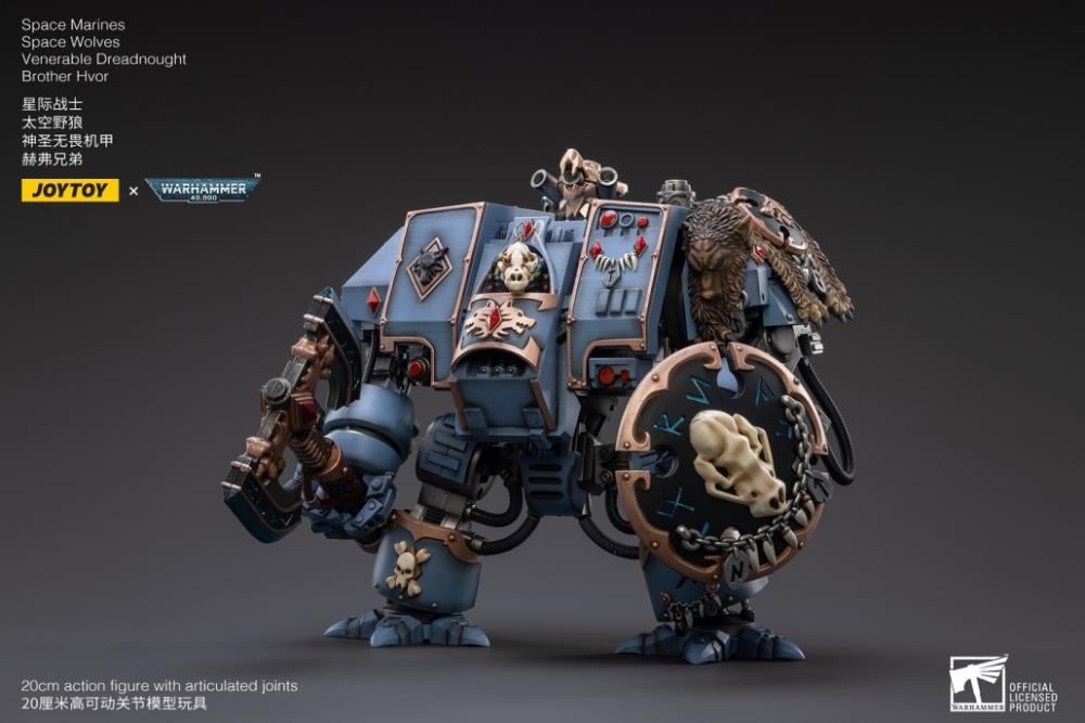 JOYTOY 1/18 Scale Warhammer 40K Space Wolves Venerable Dreadnought Brother Hvor Action Figure - Collectible Model for Warhammer Fans & Tabletop Gaming Enthusiasts