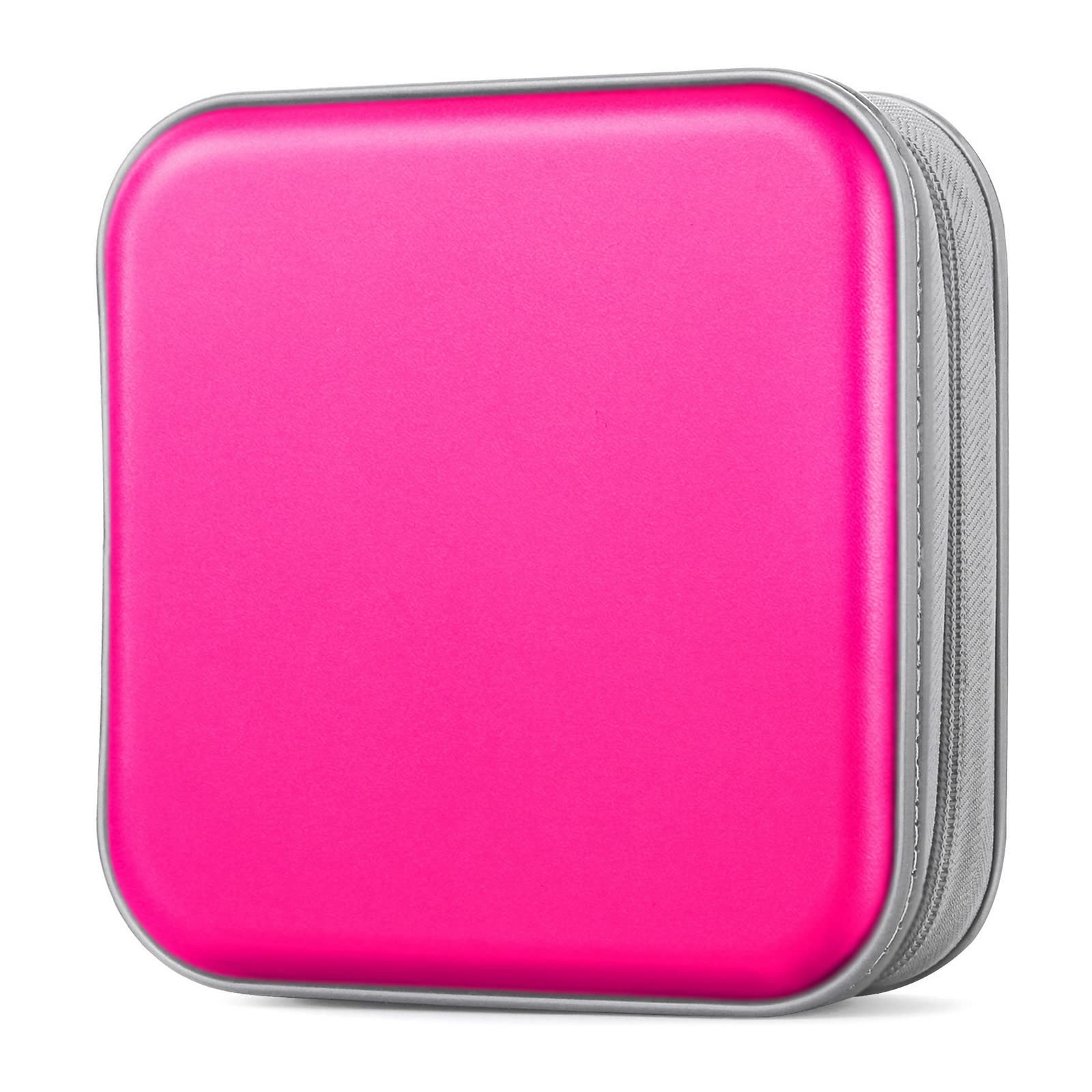 Bivisen 48 Capacity CD/DVD Case Wallet Holder - Compact Storage Organizer Binder for Car, Home & Travel - Hot Pink | Perfect for Music, Movies & Data Disc Protection