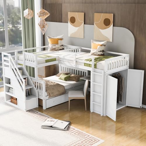 White With Desk & Wardrobe & Stairs
