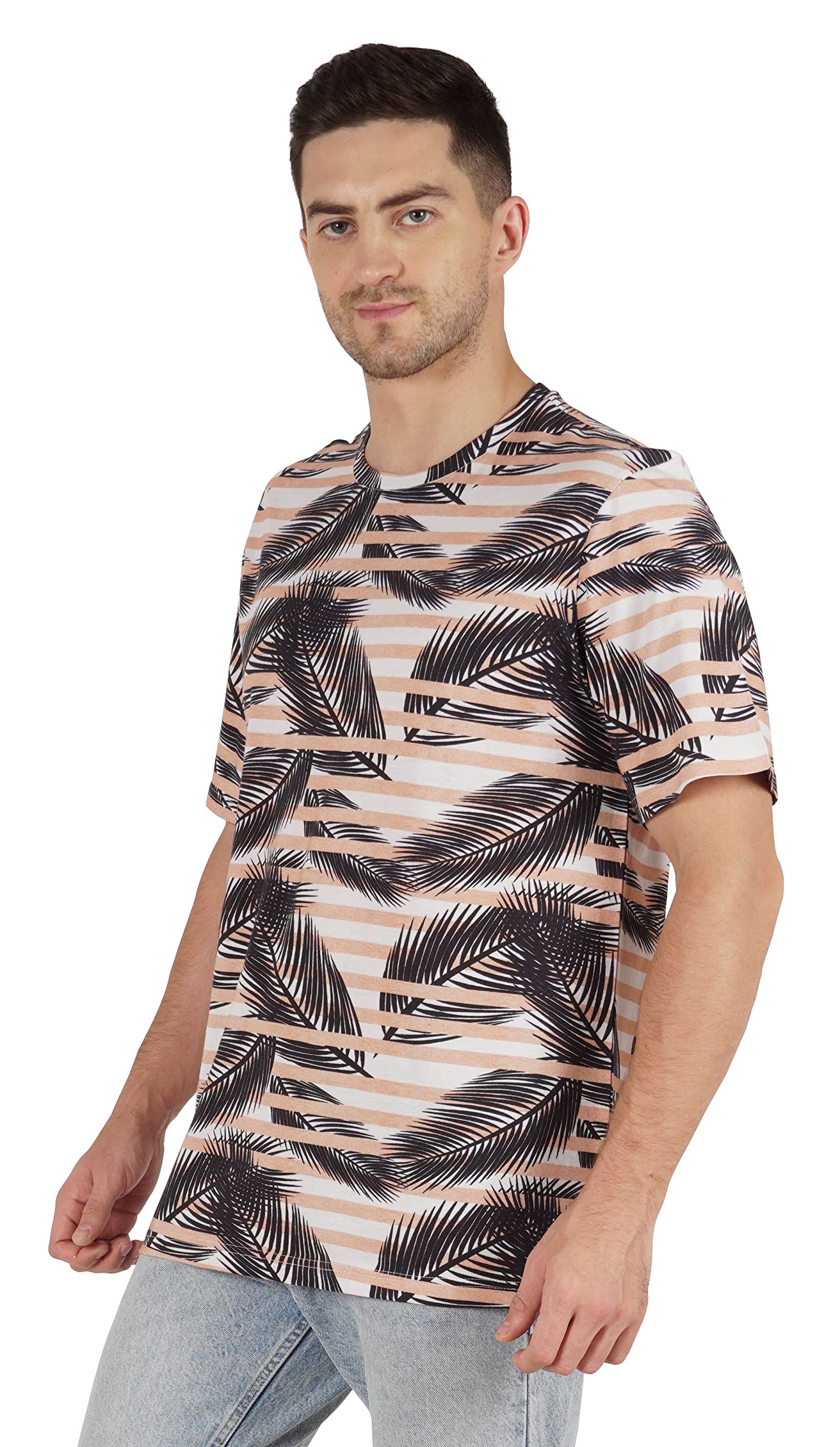 Inkmeso Men's Half Sleeve T-Shirt - Loose Fit Casual Printed Tee for Summer, Beach & Holiday Wear - Breathable Cotton Shirt for Outdoor Activities, Travel & Street Style Fashion