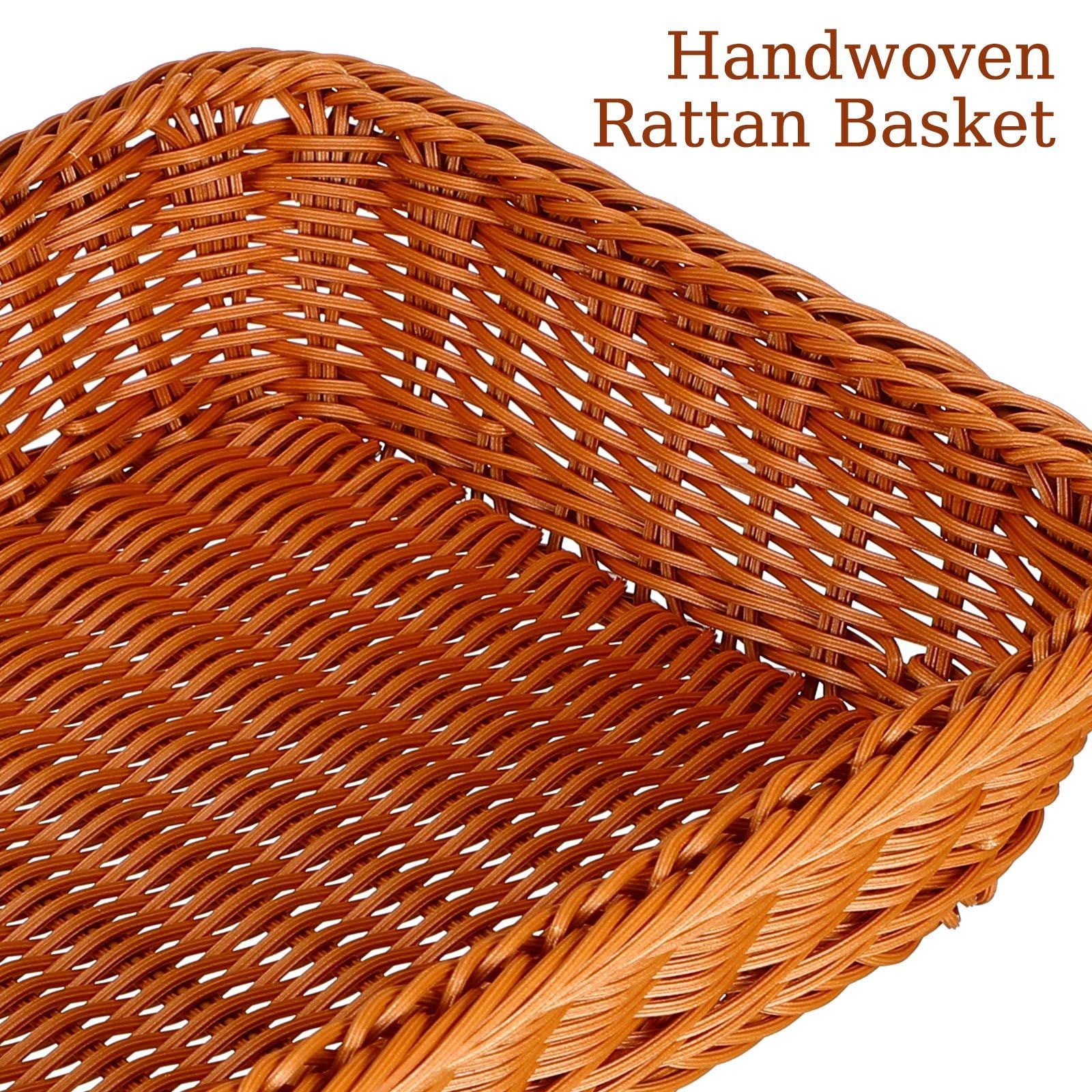 DOITOOL Woven Bread Basket with Acrylic Lid - Rattan Style Serving Basket for Bread, Fruits & Pastries | Perfect for Kitchen, Restaurant & Dining Table Decor