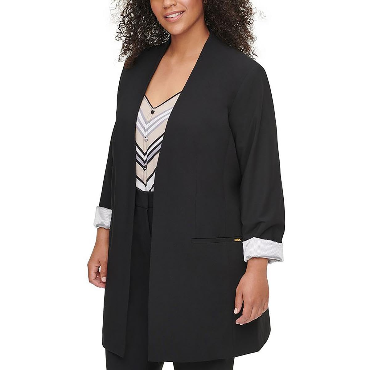 Calvin Klein Women's Open Front Blazer Suit Jacket for Office Work | Professional Business Attire for Women | Perfect for Corporate Meetings & Job Interviews