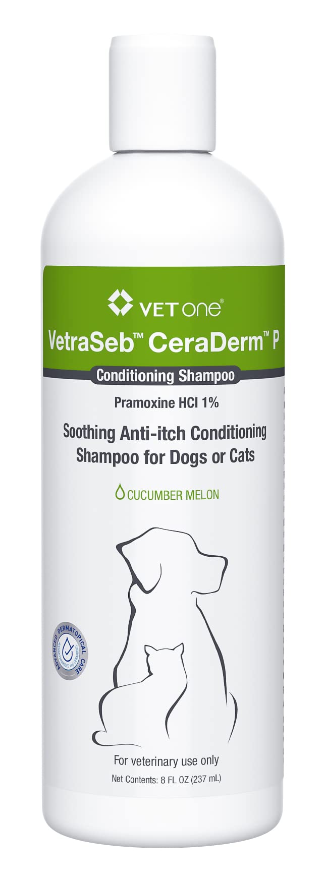 VetraSeb CeraDerm Conditioning Dog Shampoo & Conditioner - 8oz Cucumber Melon Scent for Sensitive Skin, Vet-Recommended for Dogs & Cats | Perfect for Bath Time & Allergy Relief