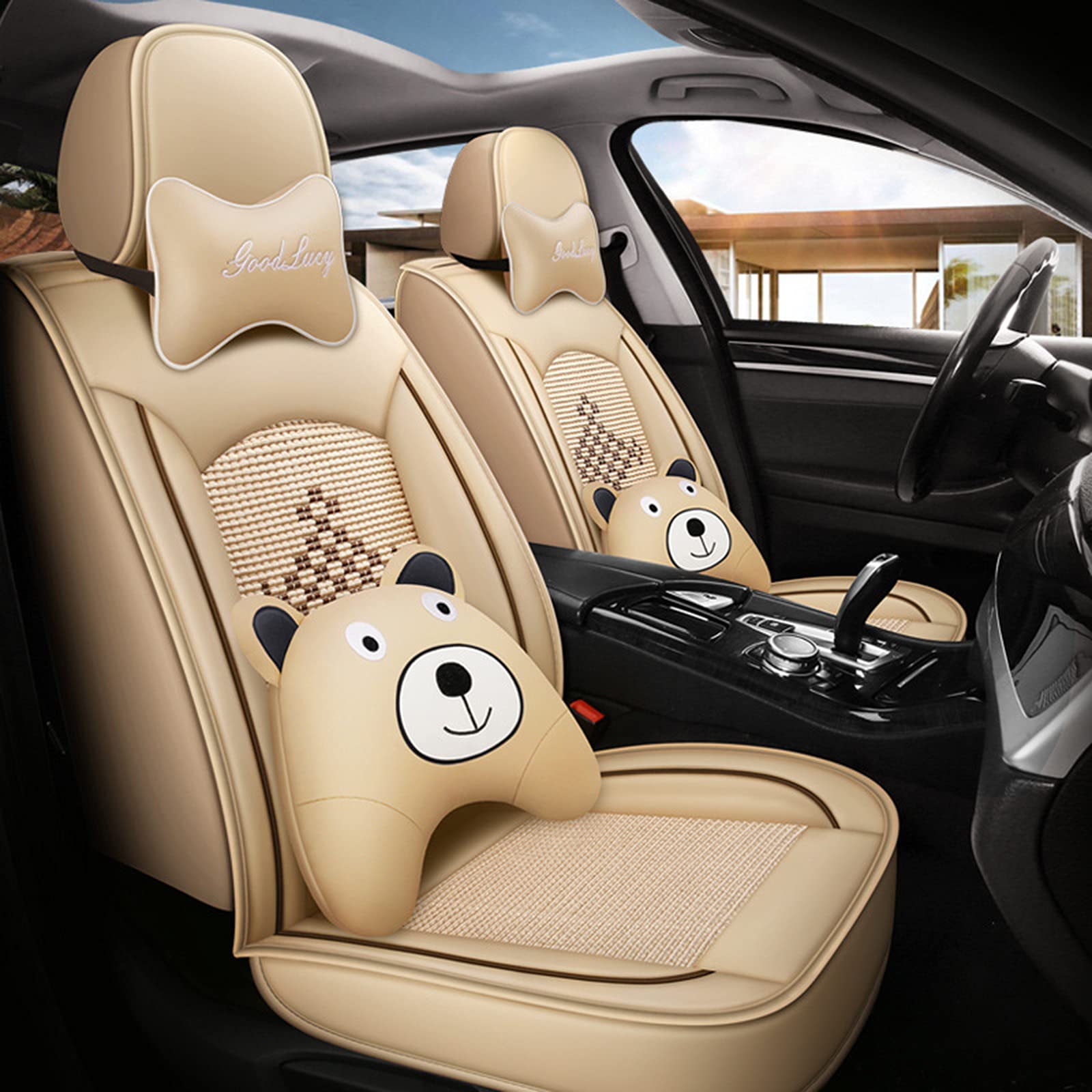 Universal Breathable Waterproof Car Seat Covers for Women & Kids - Premium Car Seat Protector for SUVs, Vans, Trucks (Beige) | Comfortable & Durable for Daily Commute, Road Trips & Family Travel