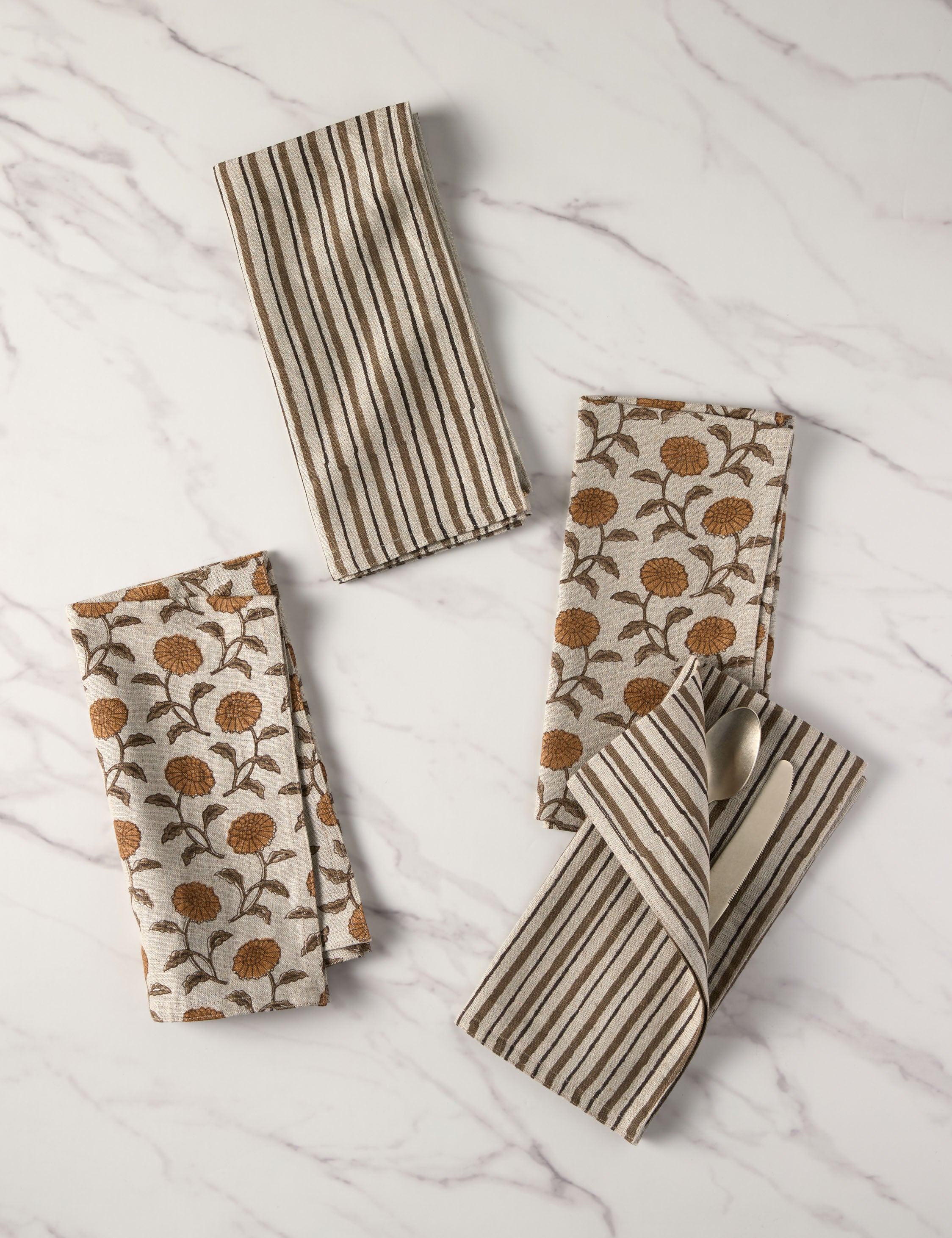 Premium Dori Linen Napkins Set of 4 - 100% Natural Flax Fabric Dinner Napkins for Formal Dining, Parties & Special Occasions