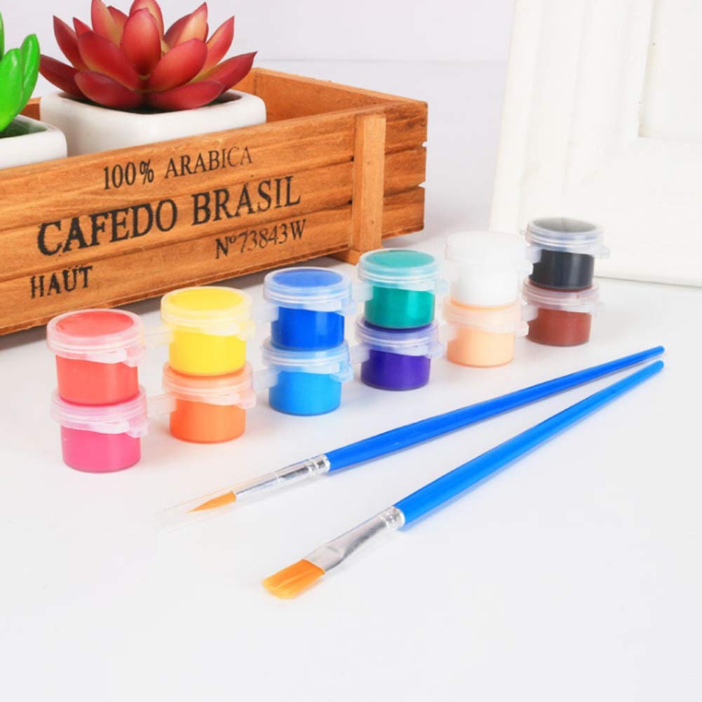 Forart 12-Color Acrylic Paint Set with 2 Brushes - Non-Toxic Art Supplies for Kids & Adults - Perfect for Canvas Painting, DIY Crafts, and Paint Parties