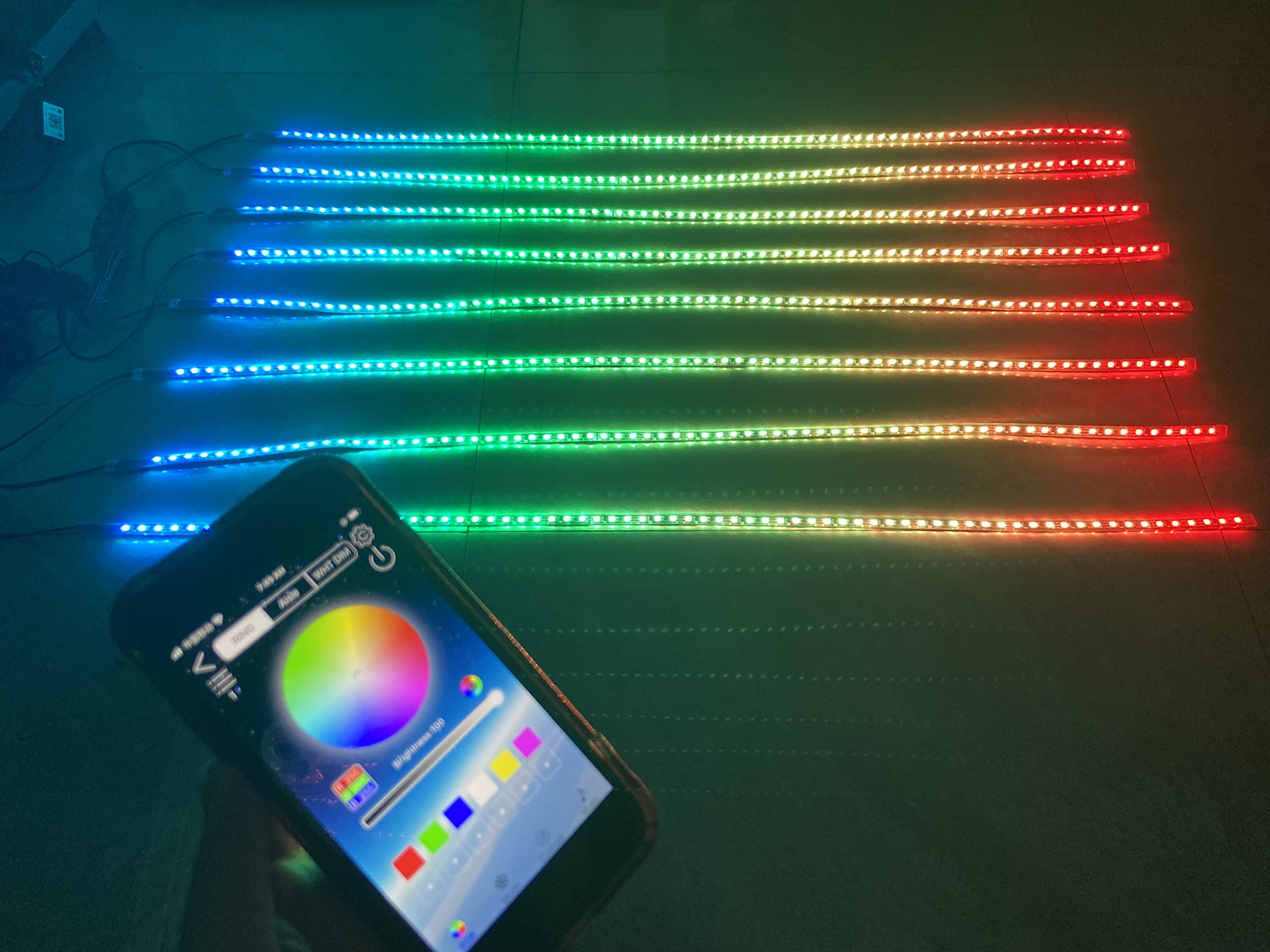 8PCS 6.5FT RGB LED Strip Lights with Bluetooth & Remote - Dream Color Chasing, Strobe, Flash, Breath Effects for Polaris Slingshot, Golf Cart, Ryker, Spyder Underglow & Hood Lighting - Perfect for Car Shows, Night Rides & Custom Vehicle Lighting