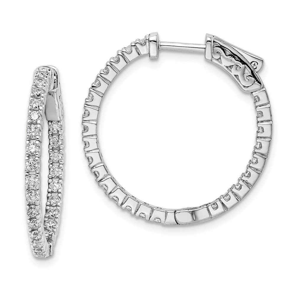 925 Sterling Silver CZ Cubic Zirconia Inside-Out Hinged Hoop Earrings 23mm - Elegant Dangle Earrings for Women, Perfect for Parties, Weddings & Everyday Wear