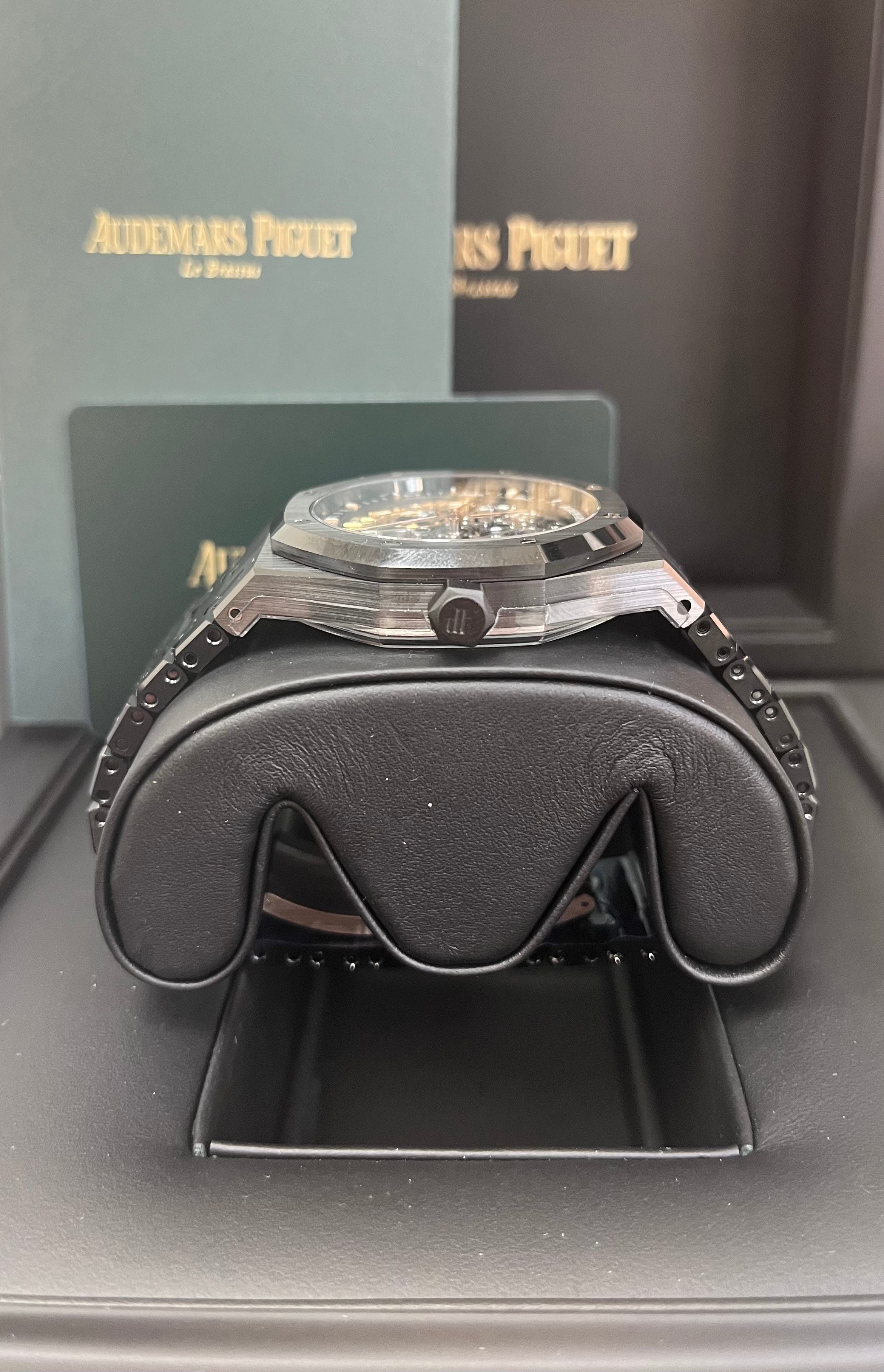 Audemars Piguet Royal Oak 41mm Double Balance Wheel Openworked Watch Ref.15416CE.OO.1225CE.01 - Luxury Skeleton Dial for Men, Premium Stainless Steel & Ceramic - Perfect for Business Meetings, Gala Events & Collector's Showcase