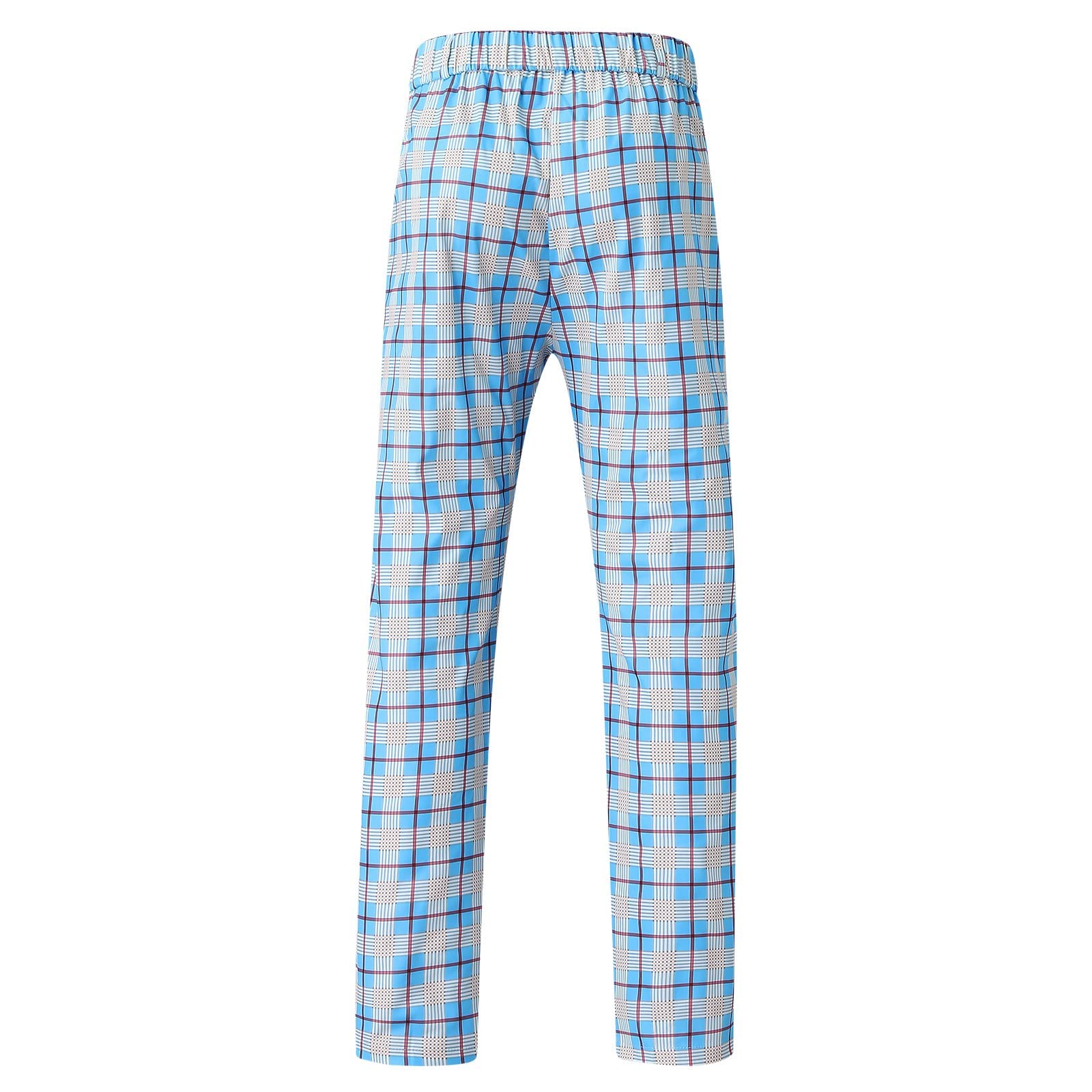 Men's Slim Fit Stretch Plaid Pencil Pants - Business Casual Chinos Trousers with Tapered Ankle - Light Blue Checkered Dress Pants for Office Work & Smart Casual Outfits