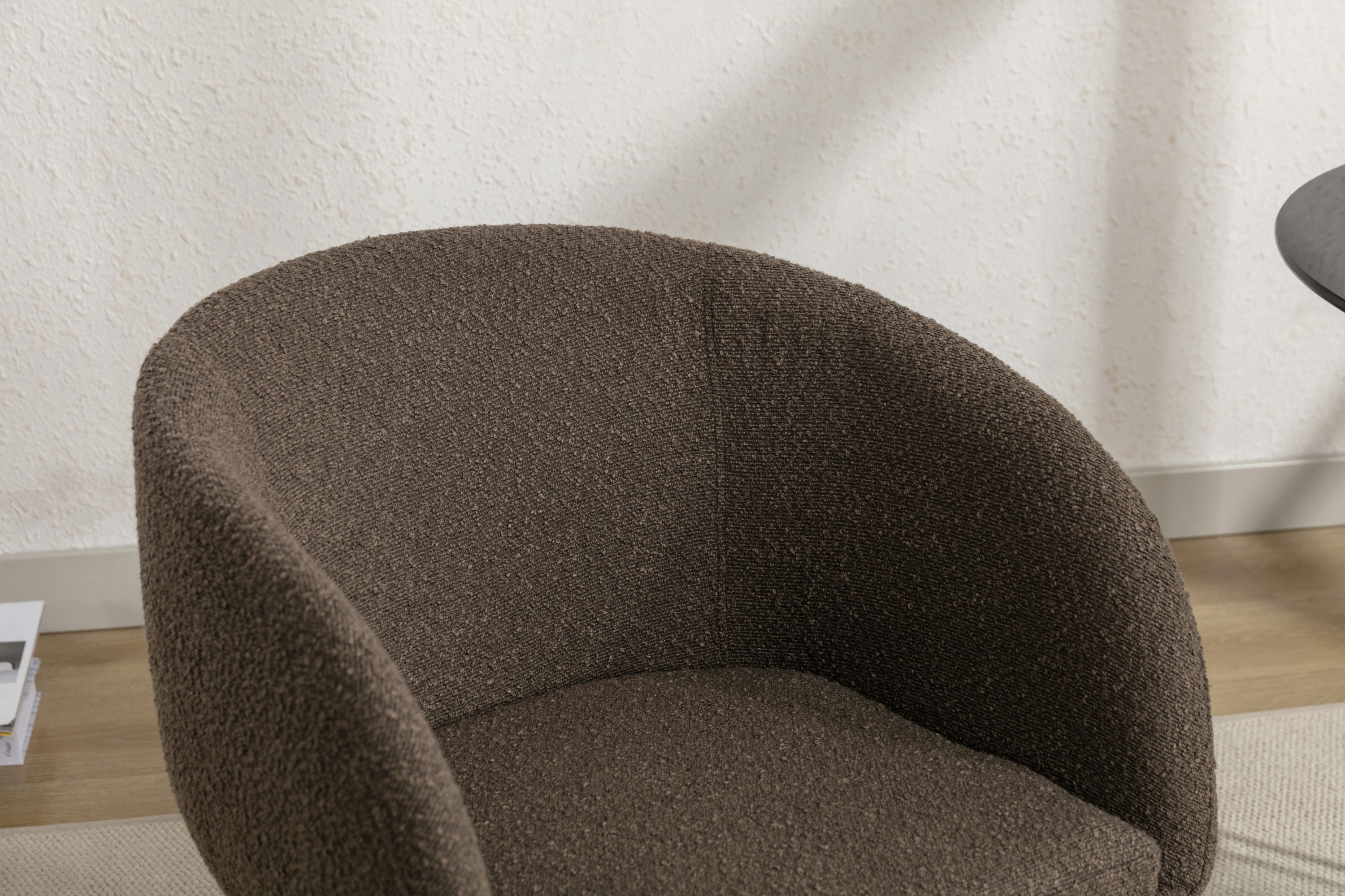 Boucle Fabric Dining Chair with Black Metal Legs - Set of 1 - Modern Upholstered Accent Chair for Kitchen, Dining Room, or Office