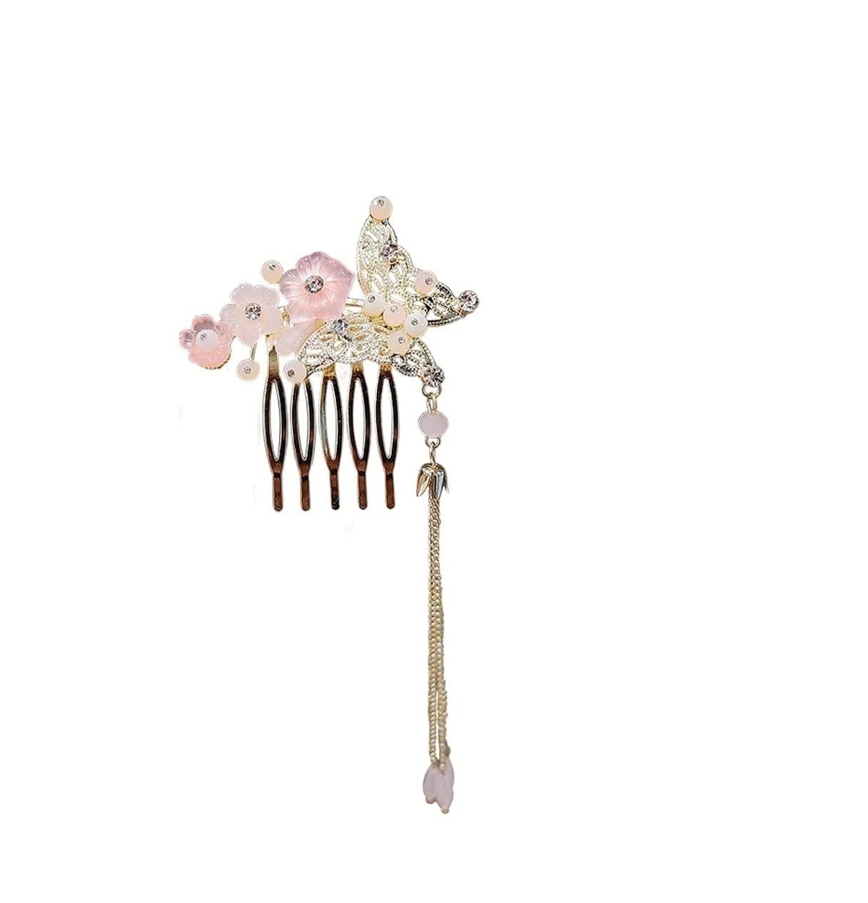 Elegant Butterfly Wedding Hair Comb with Tassel - Bridal Hair Accessories for Side Updos, Vintage Hairstyles & Special Occasions