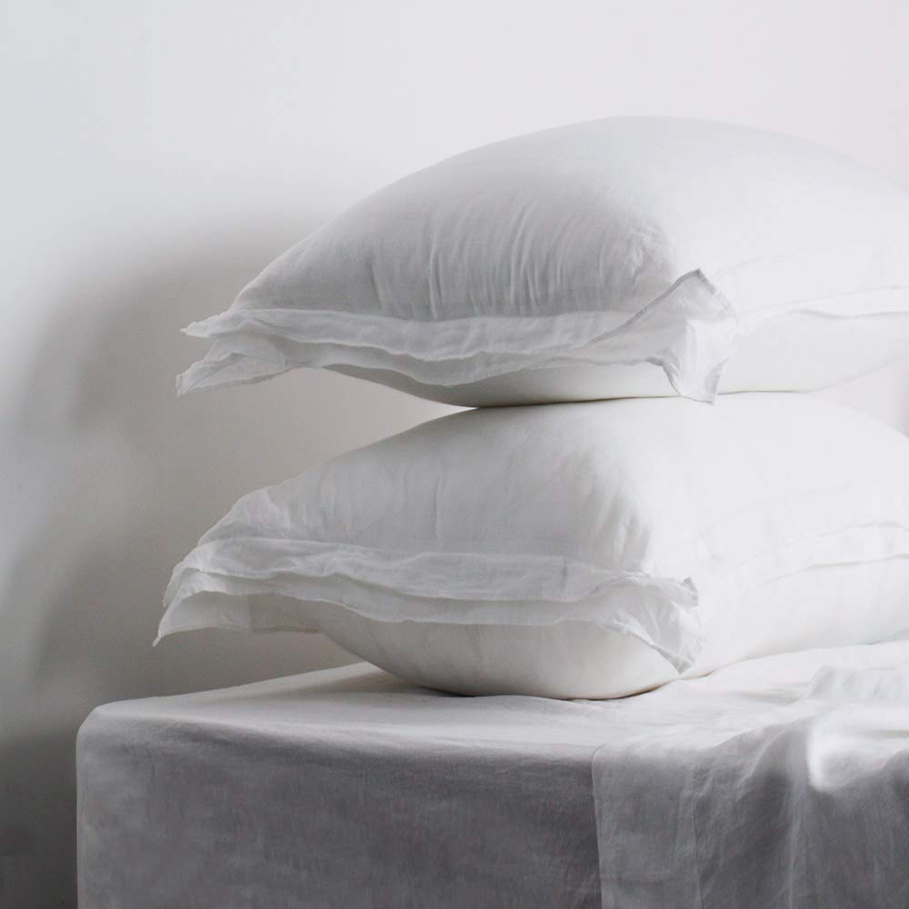 Premium 100% Organic French Linen Sheet Set - Stone Washed Ultra Soft Flax Bedding (Full 4pc, White) | Eco-Friendly Luxury Bed Sheets for Master Bedroom & Guest Room