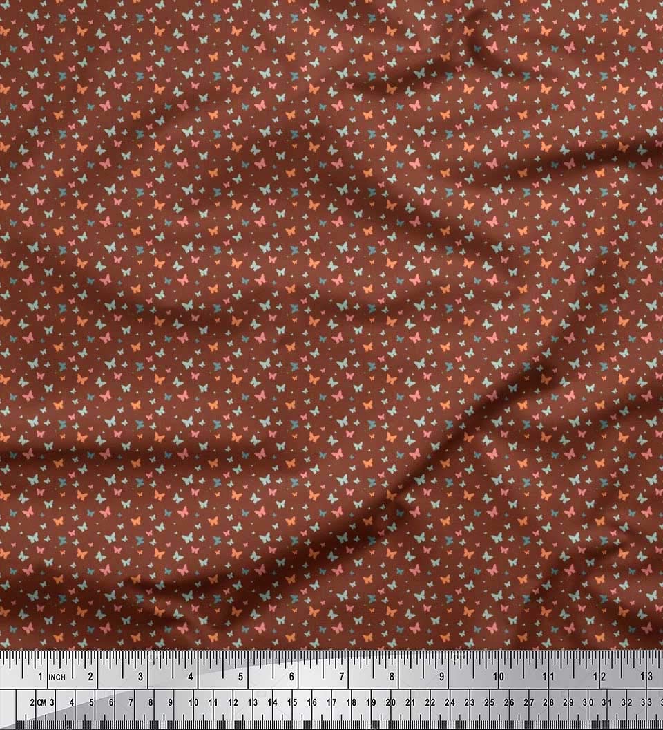 Soimoi Moss Georgette Brown Fabric by The Yard - 42 Inch Wide Printed Shirting Fabric with Nature-Inspired Small Motifs | Perfect for Dresses, Blouses, Scarves & DIY Fashion Projects