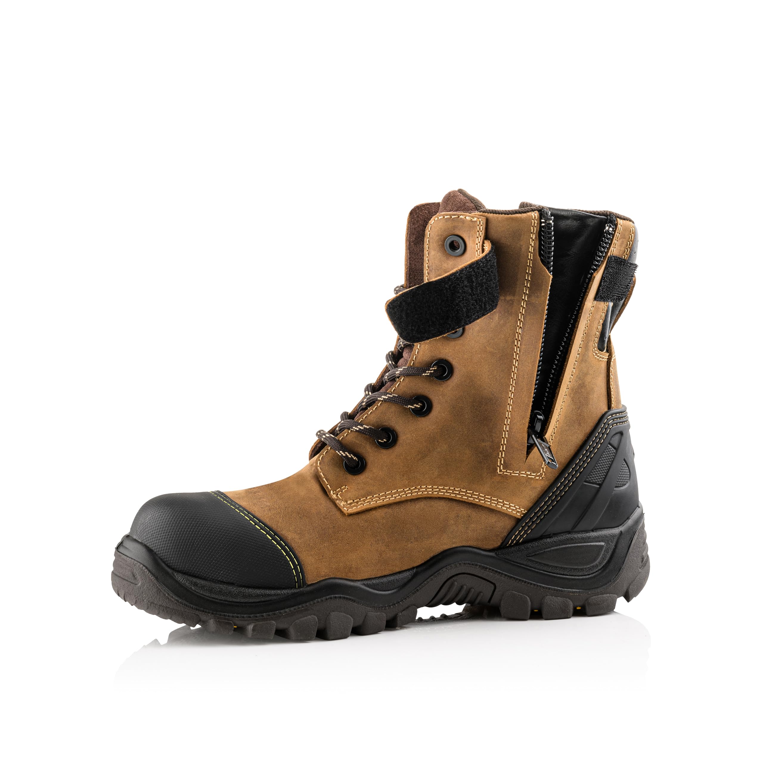 Buckler BSH008WPNM High Leg Waterproof Safety Work Boots for Men - Brown Steel Toe Construction Boots for Outdoor, Construction & Industrial Work