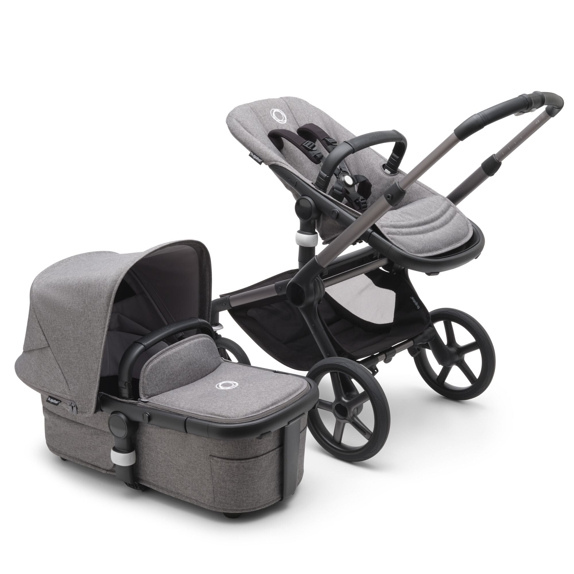 Graphite Chassis / Grey Melange Fabric / Grey Melange Sun Canopy