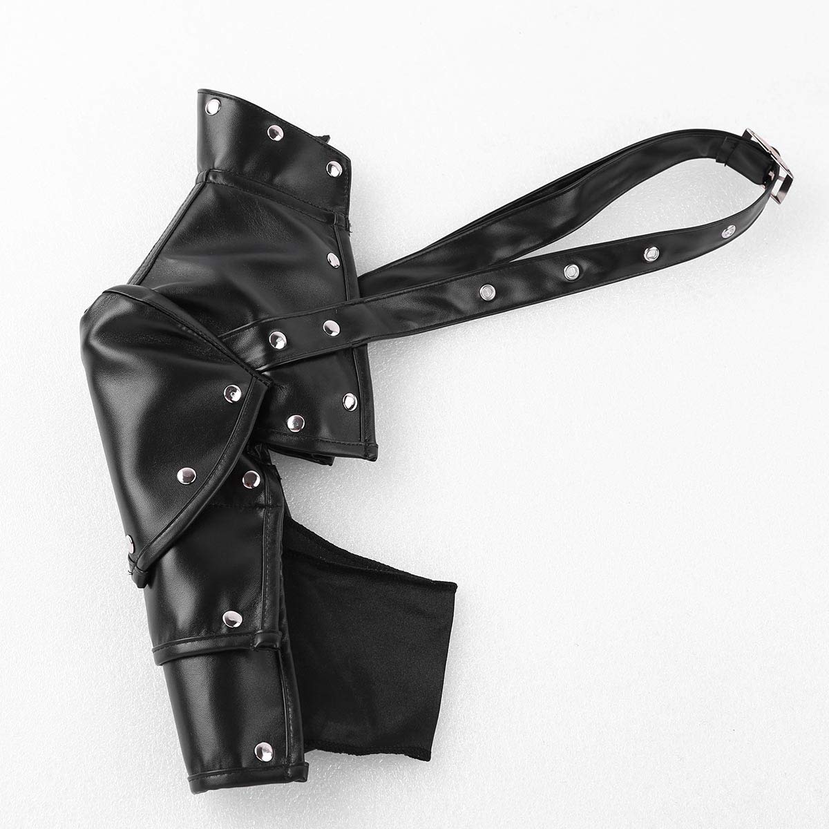 Gothic Punk PU Shoulder Armor with Metal Rivets - Adjustable Arm Cuff & Chest Harness for Cosplay, LARP, Halloween Costume Accessory - Perfect for Steampunk, Cyberpunk & Gothic Fashion Outfits