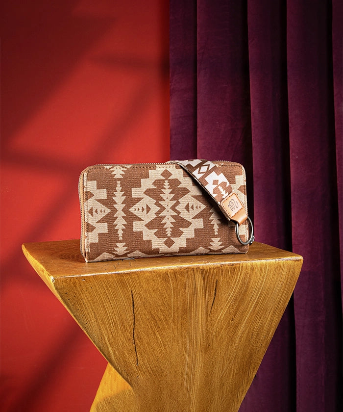 Wrangler All Over Aztec Print Wristlet - Stylish Crossbody Wallet for Women | Perfect for Travel, Shopping & Everyday Use