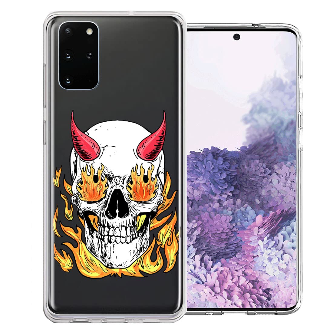 Flaming Devil Skull Phone Case for Samsung Galaxy S20 - Protective Dual Layer Cover for Gaming & Style
