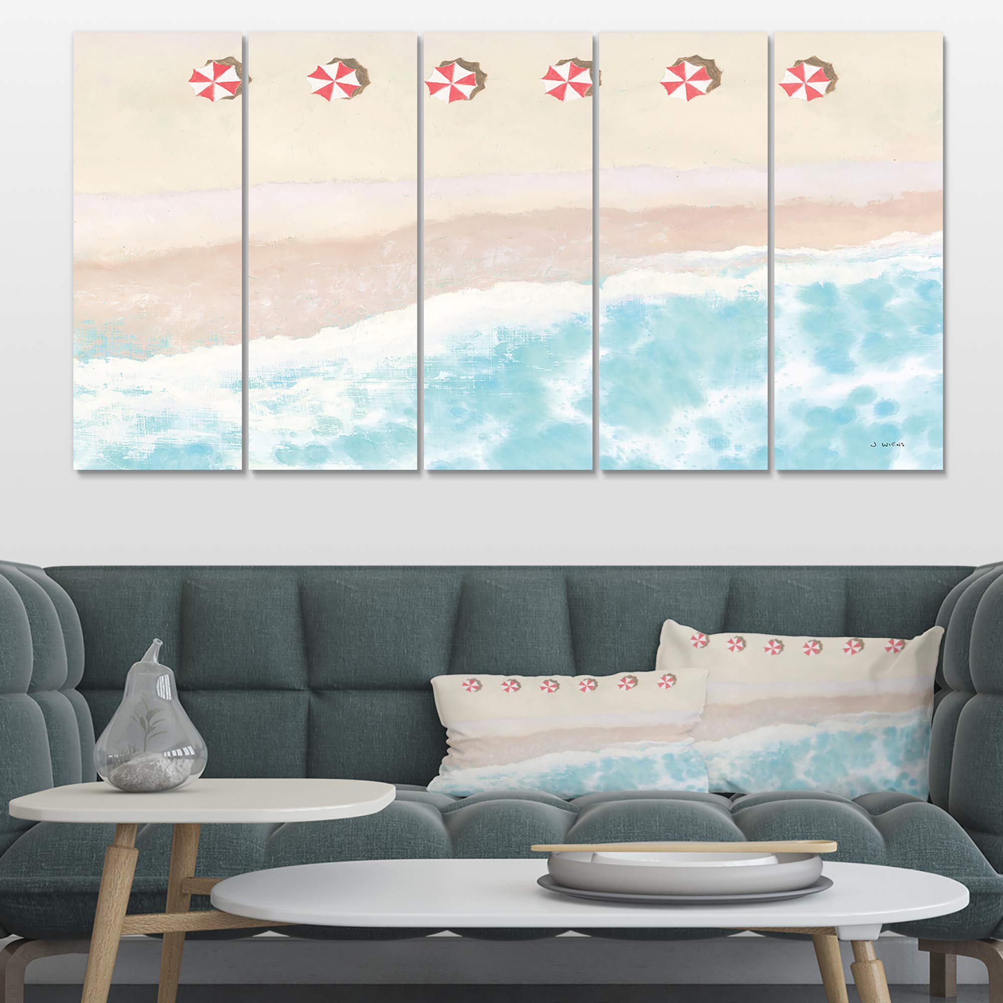 Designart 'Sky Seaview I' Nautical Coastal Wall Art - Stretched Canvas Print for Beach House Decor, Ocean Themed Living Room & Coastal Bedroom