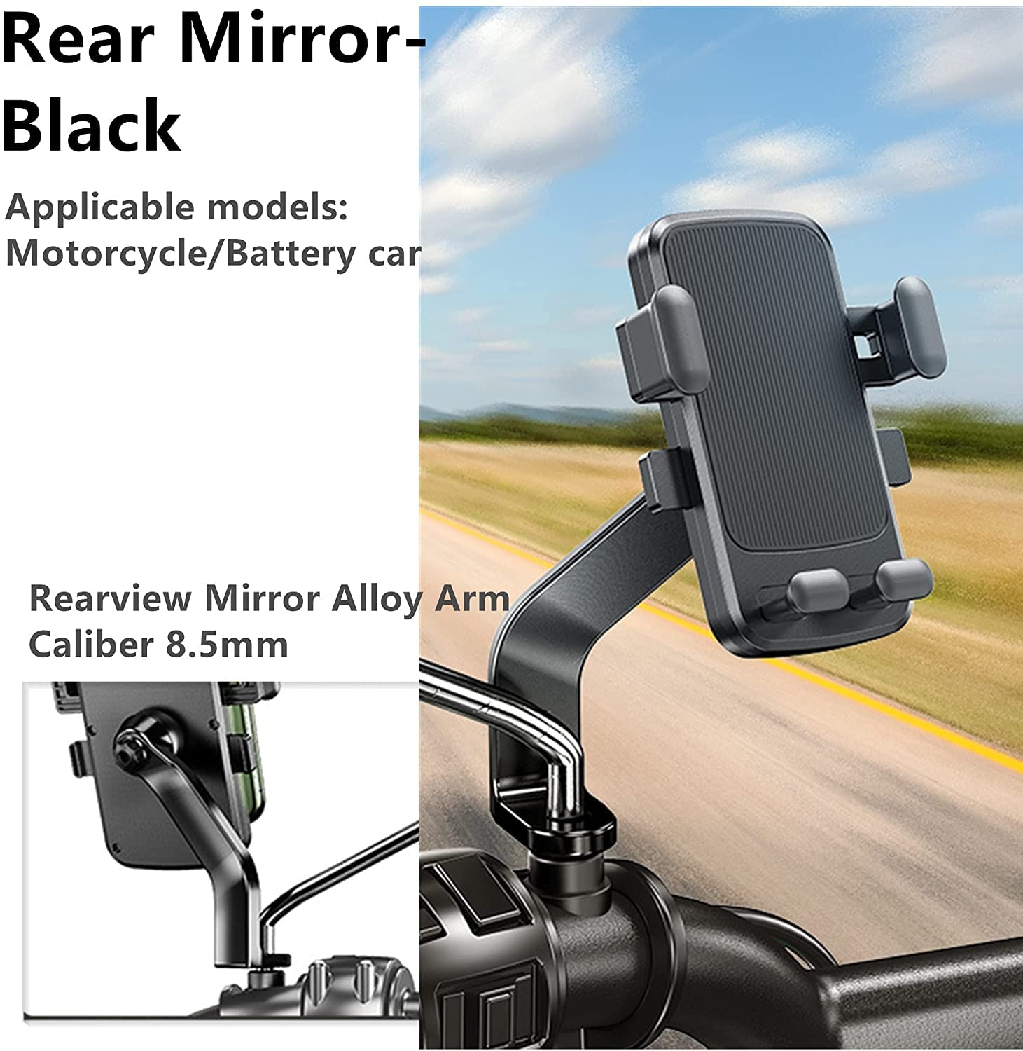 Universal Motorcycle Phone Mount Holder - One Hand Operation, 360° Rotation & Anti-Shake for 4.5